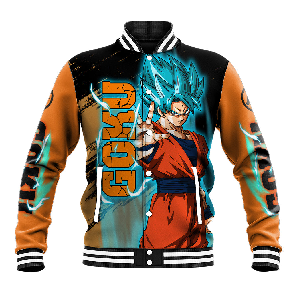 Goku Blue Anime Dragon Ball Anime Varsity Baseball Jacket For Fans