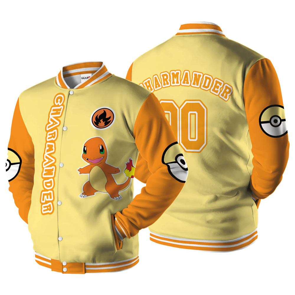 Charmander Baseball Varsity Jacket For Anime Fans Customized Edition