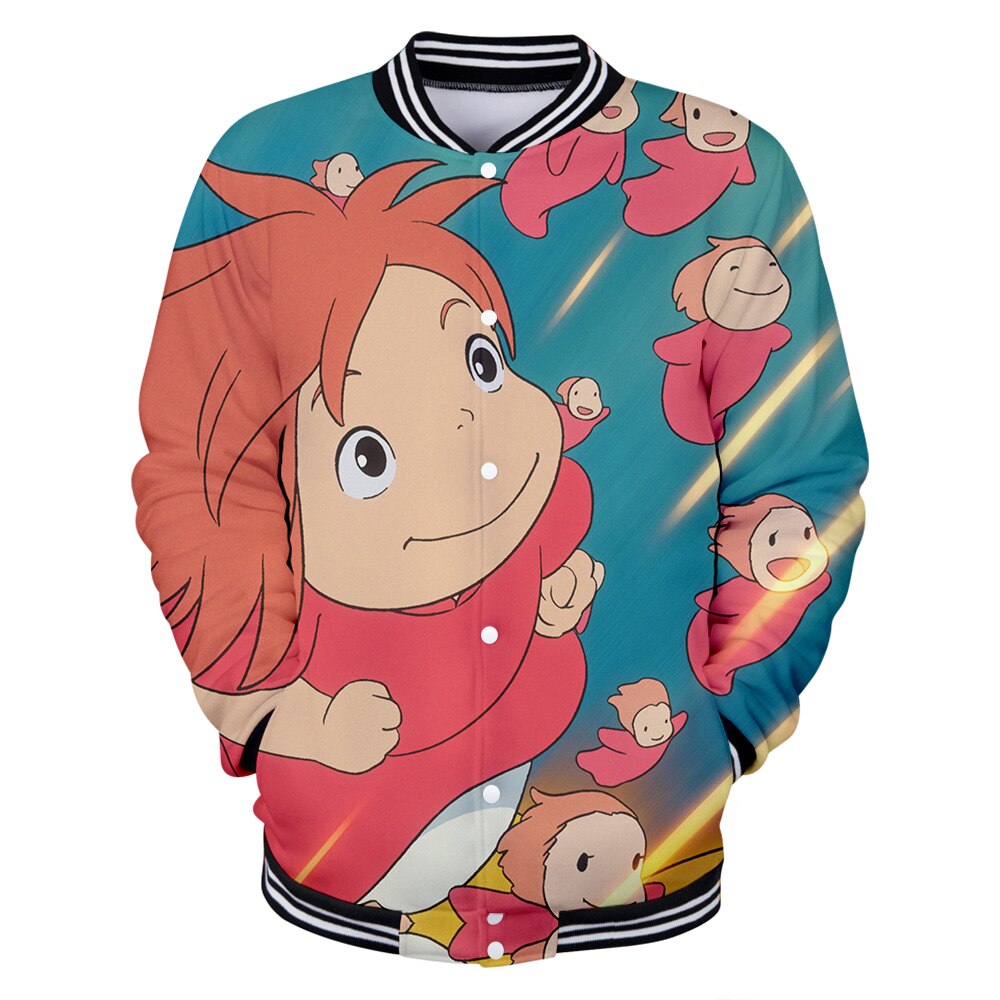Ponyo Baseball Jacket Cute Ponyo And Older Sister 3D Print