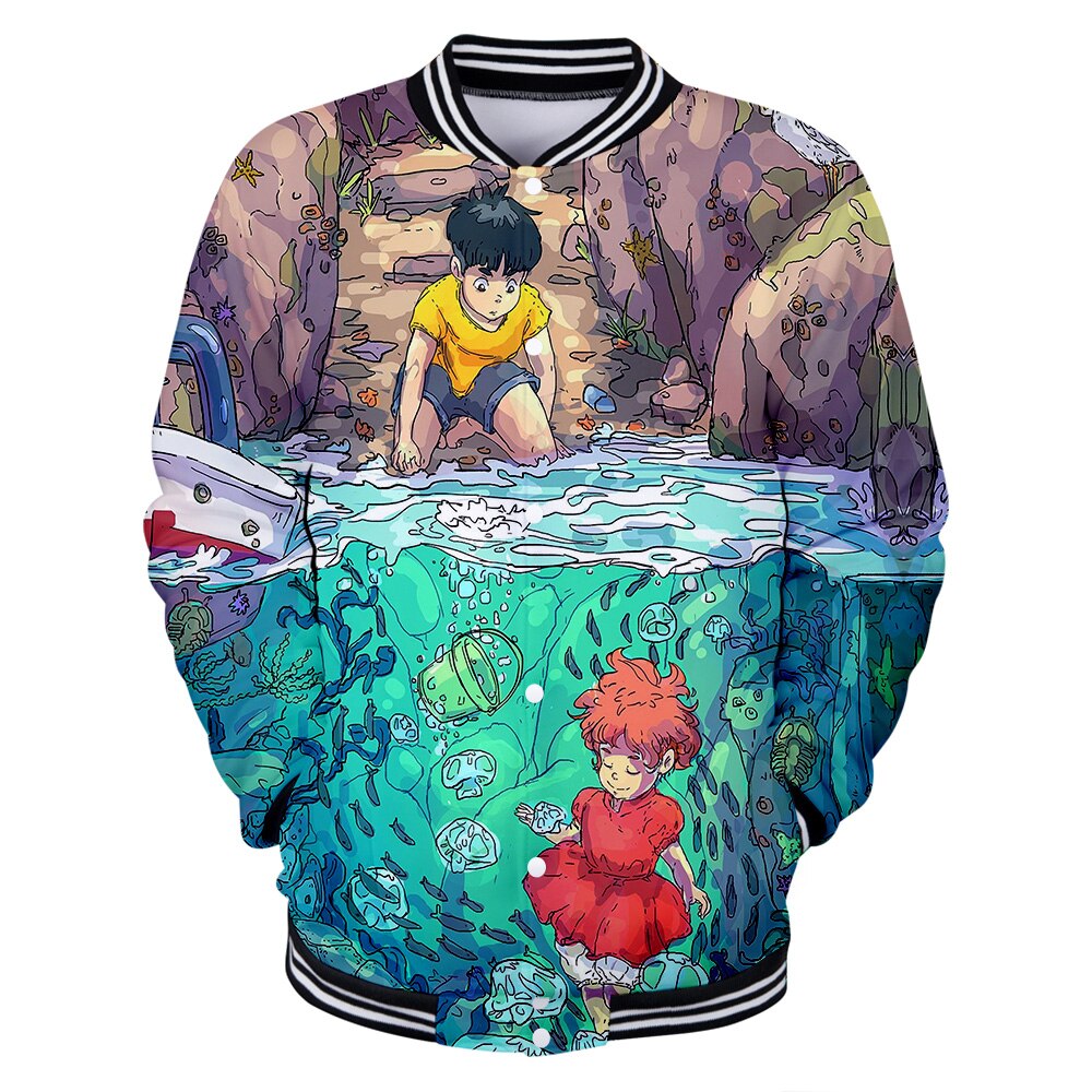 Ponyo Baseball Jacket Cute Ponyo And Sosuke