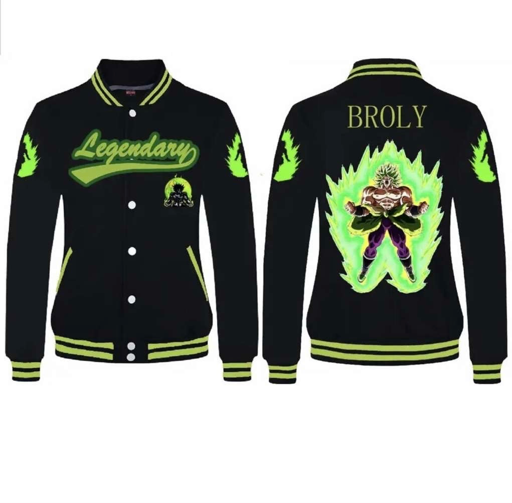 Broly Dbz Varsity Baseball Jacket For Anime Fans
