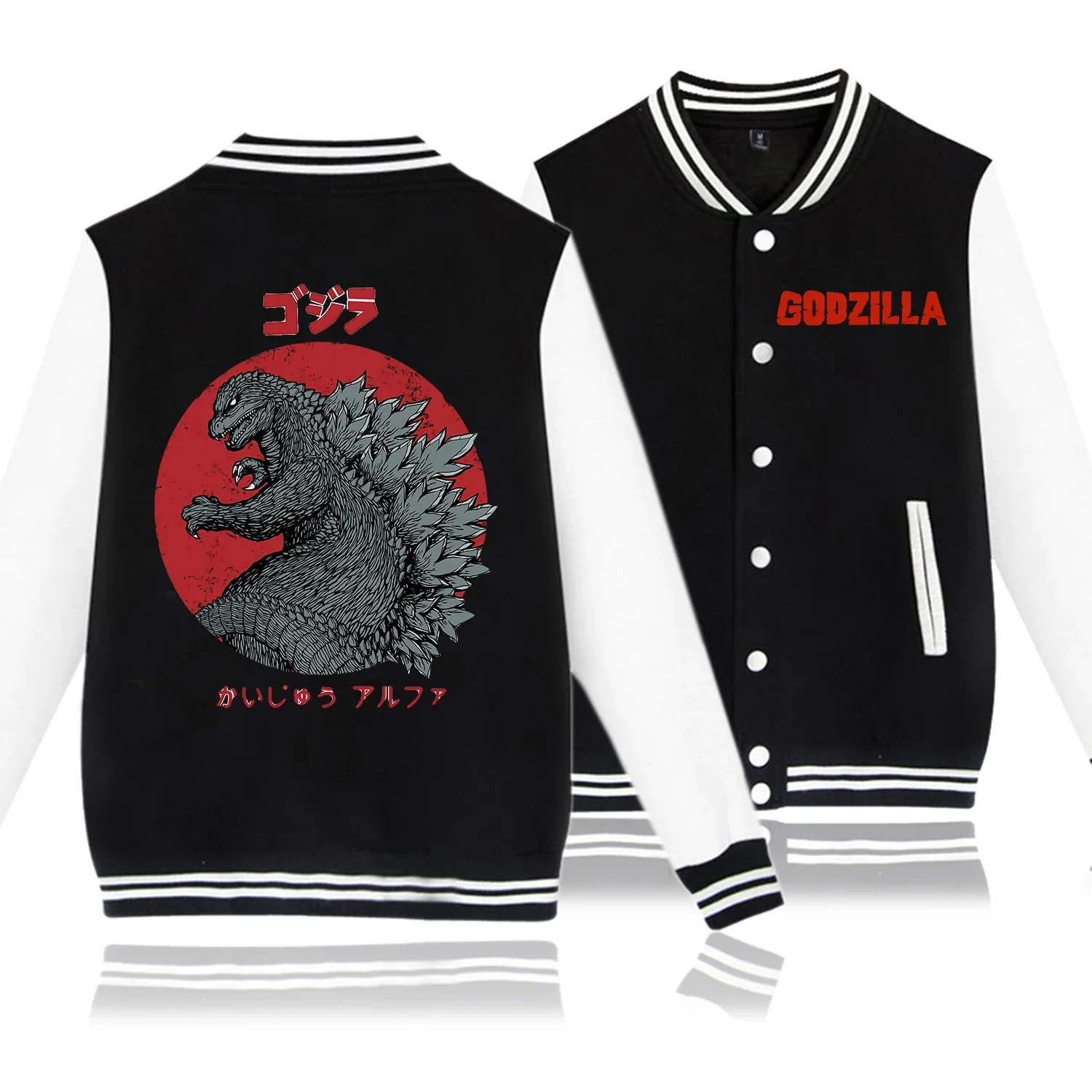 Godzilla Baseball Jacket Anime Clothes Trendy Coat Hip Hop Harajuku Jackets