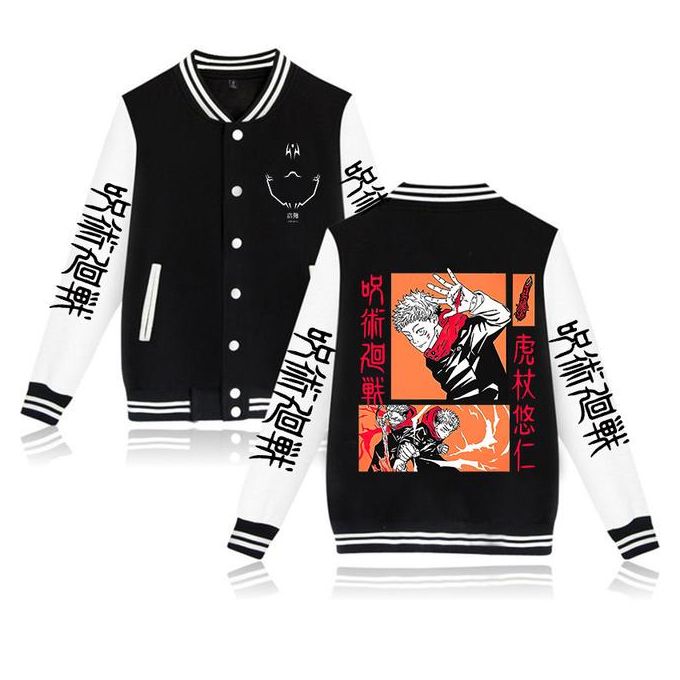 Itadori Jujutsu Kaisen Graphic Baseball Jacket For Japanese Anime Fans