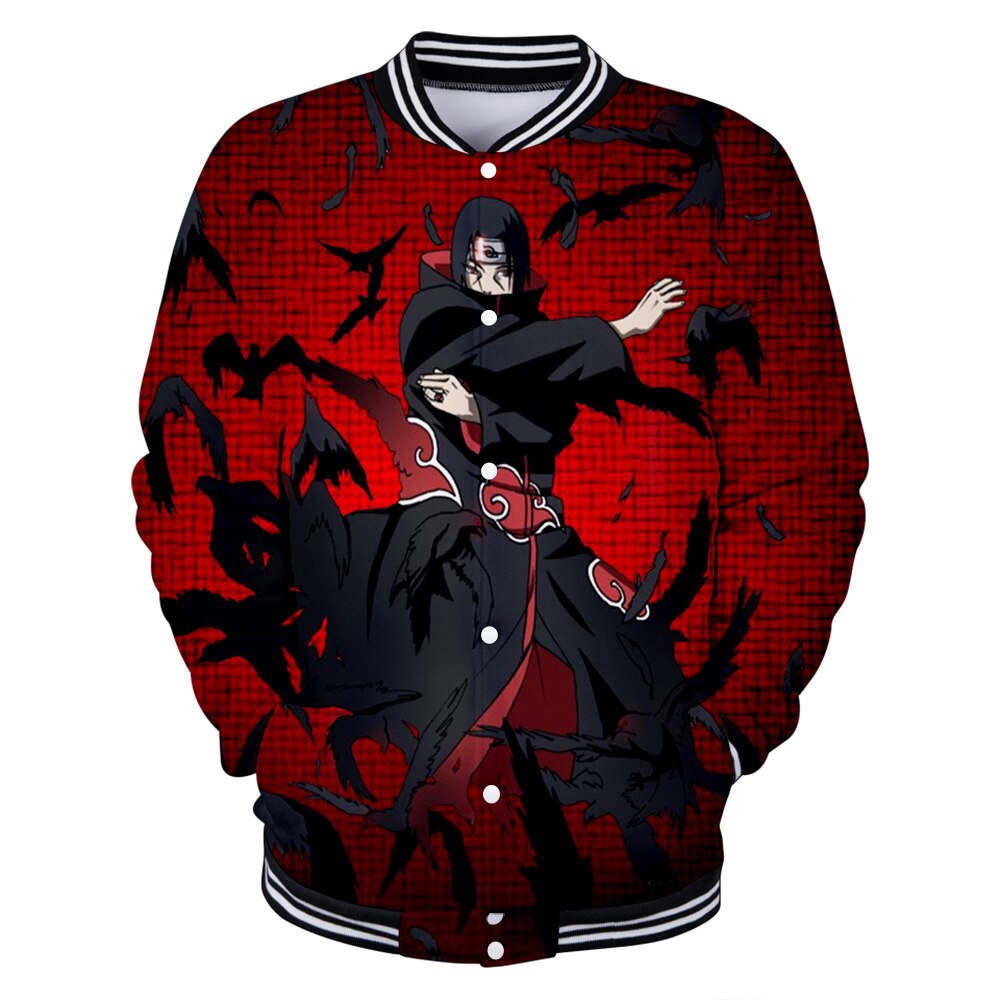 Uchiha Itachi Naruto Anime Themed Mens Baseball Jacket Plus Size Boys College Coat