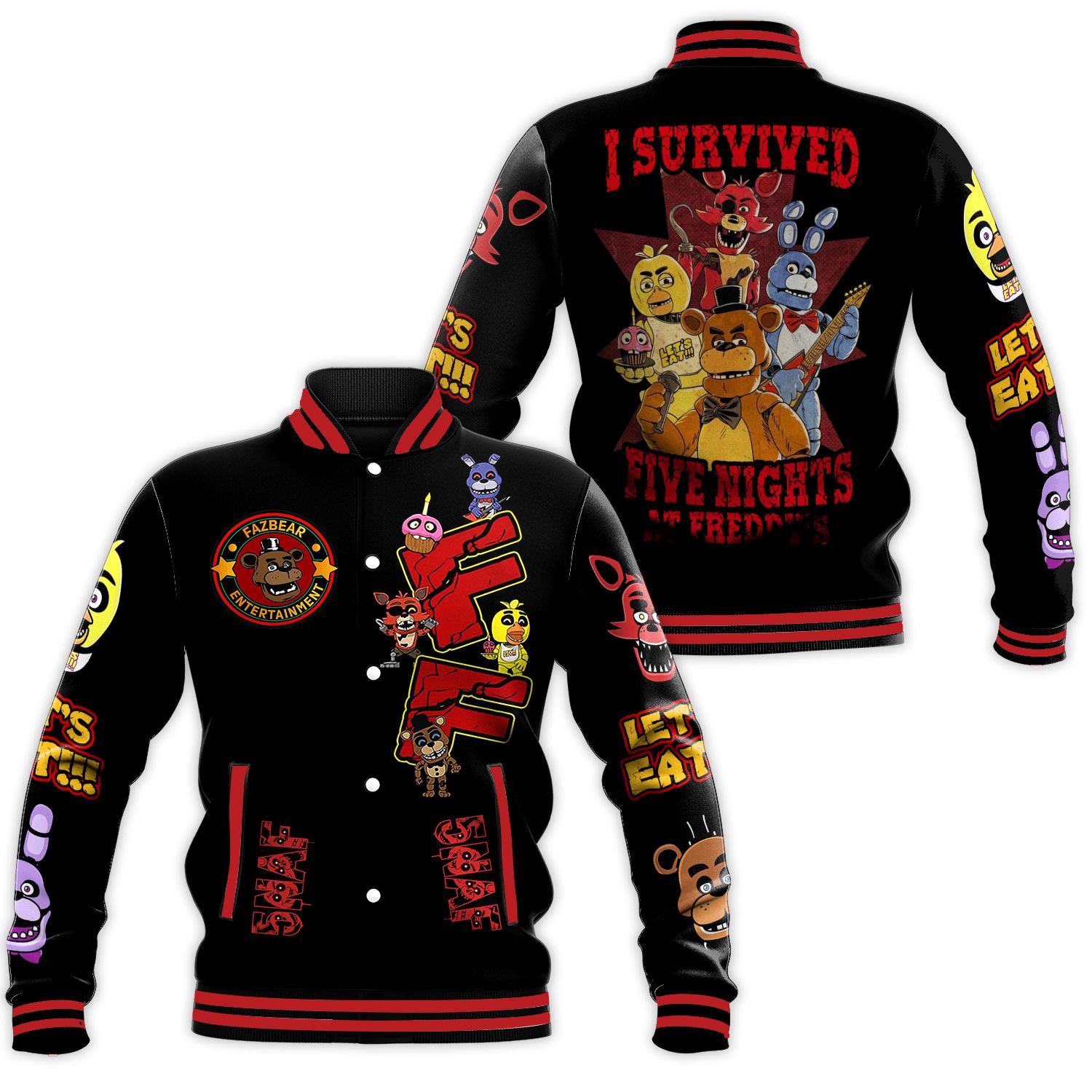 Halloween Five Nights At Freddy Jacket Fnaf Baseball Jacket Horror Baseball Jacket
