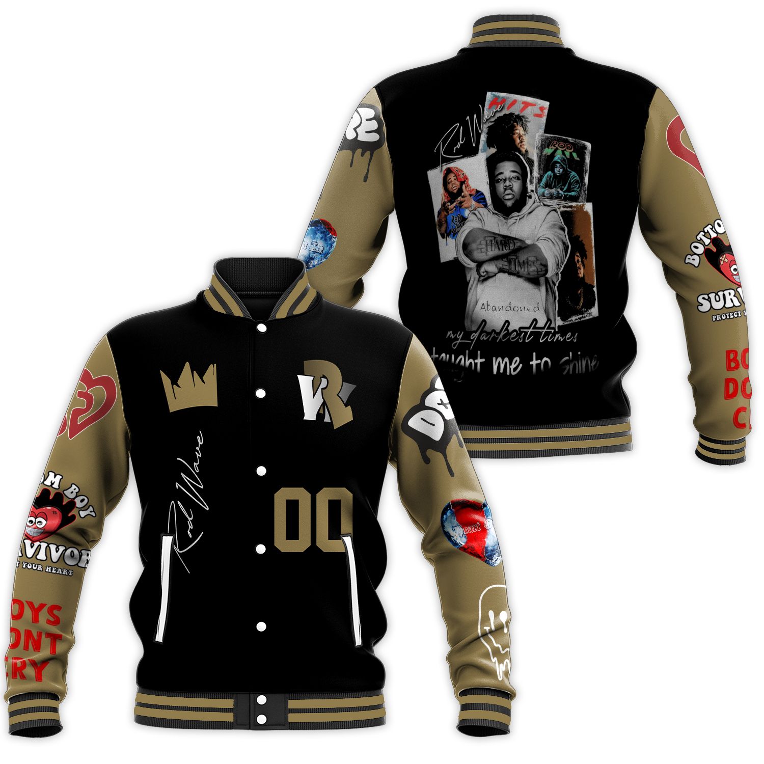 Rod Wave Rapper Baseball Jacket Rod Wave Darkest Time Taught Me To Shine Jacket