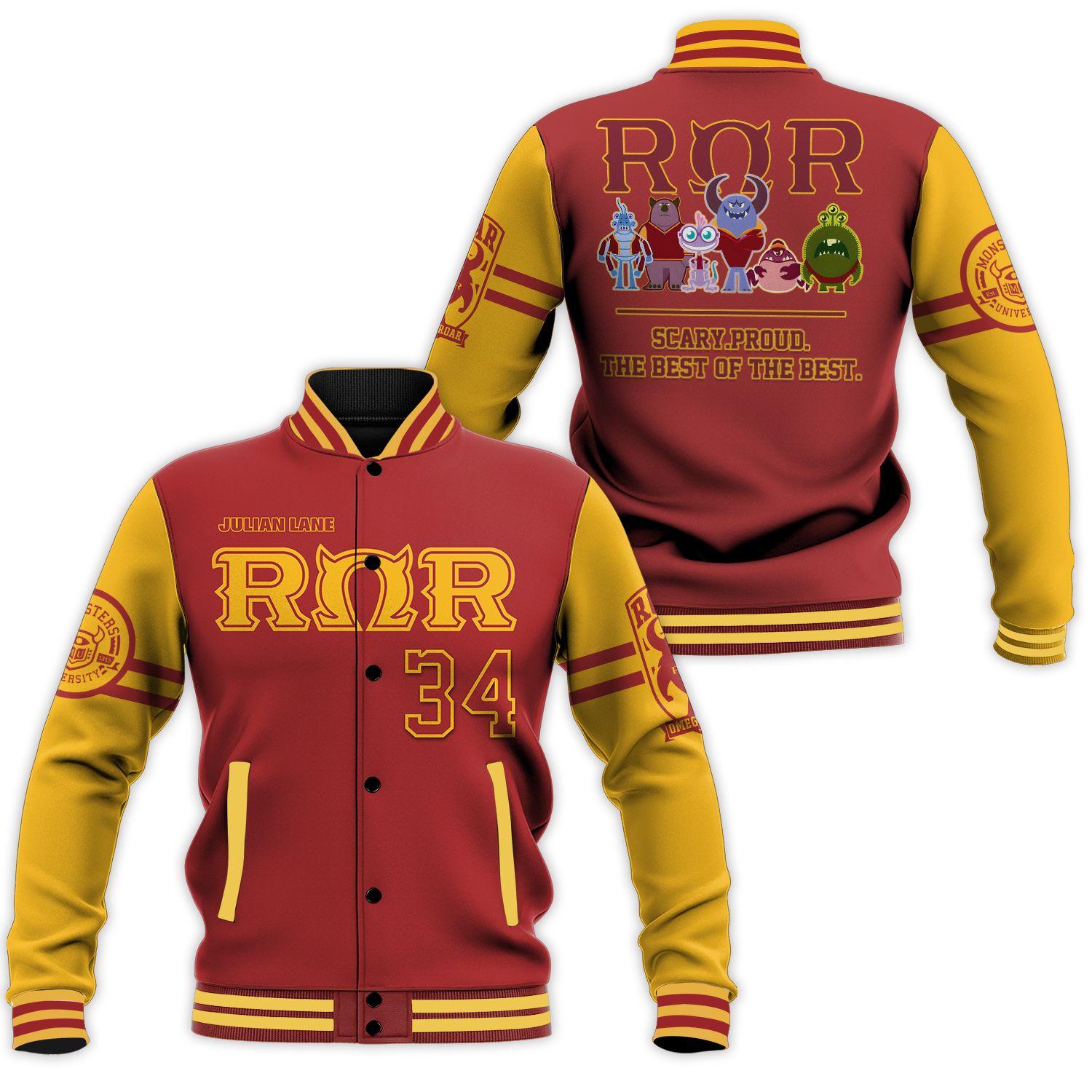 Customized Monster University Ror Uniform Baseball Jacket Gift For Men Women