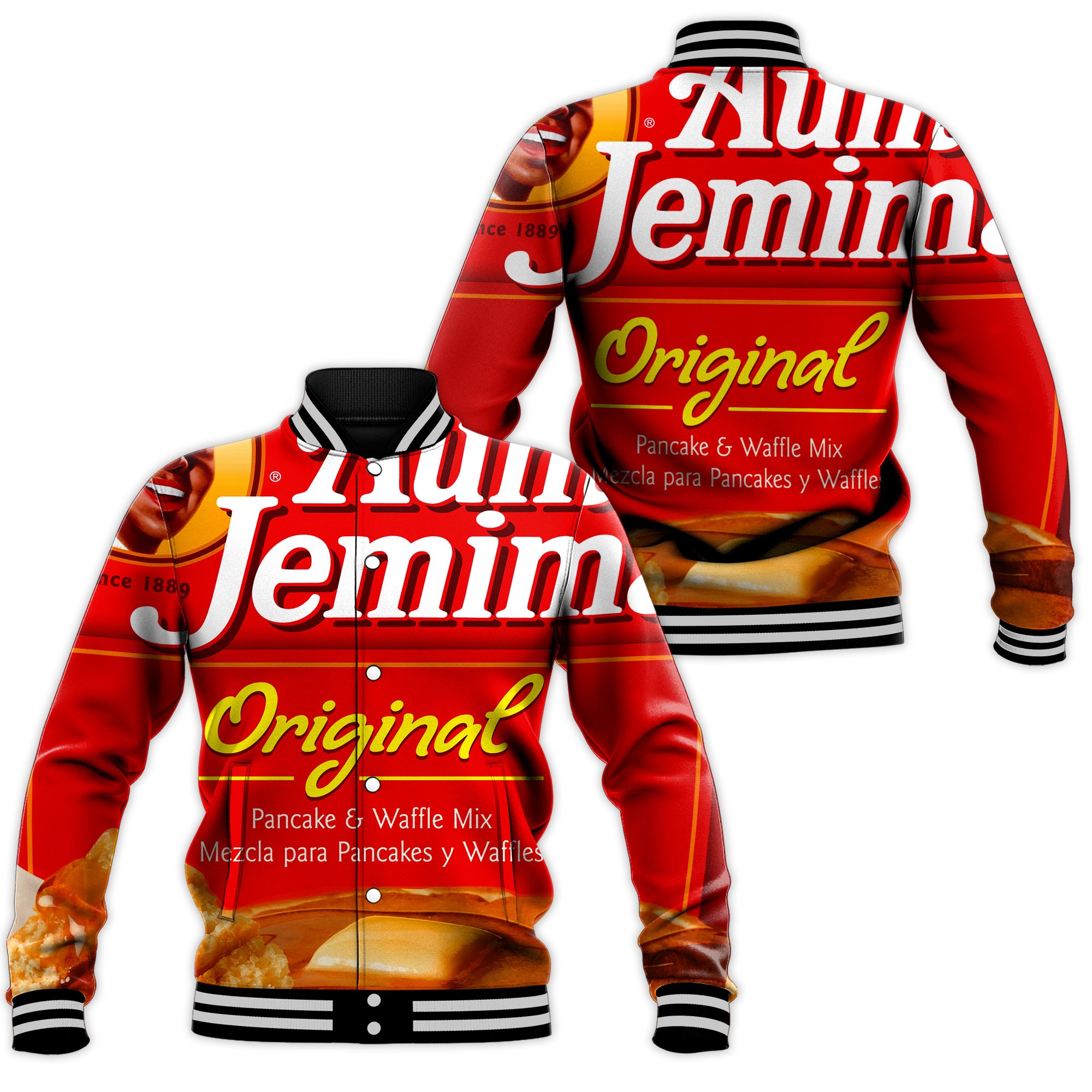 Breakfast Aunt Jemima Original Group Halloween Baseball Jacket