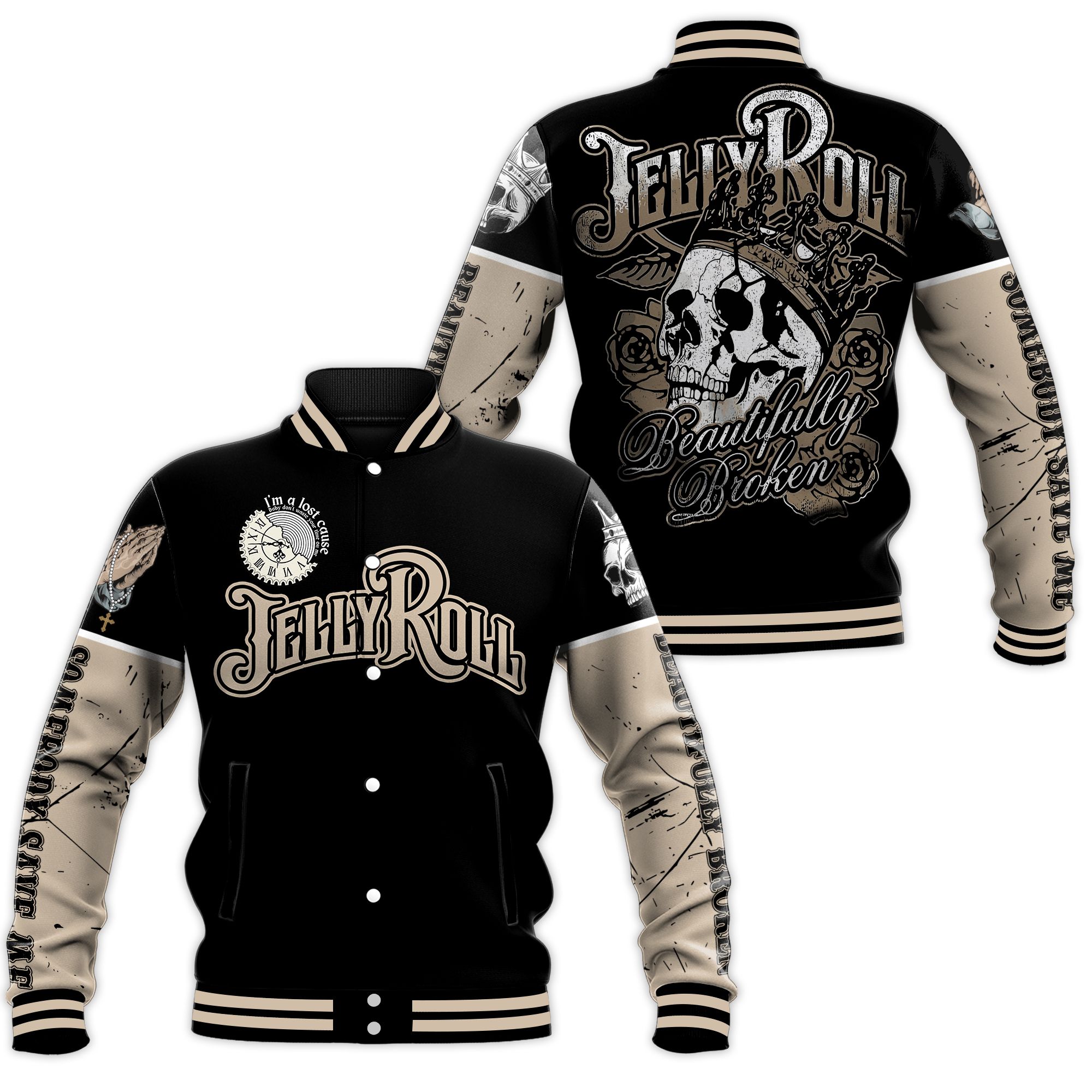 Jelly Roll Beautifully Broken Tour Baseball Jacket