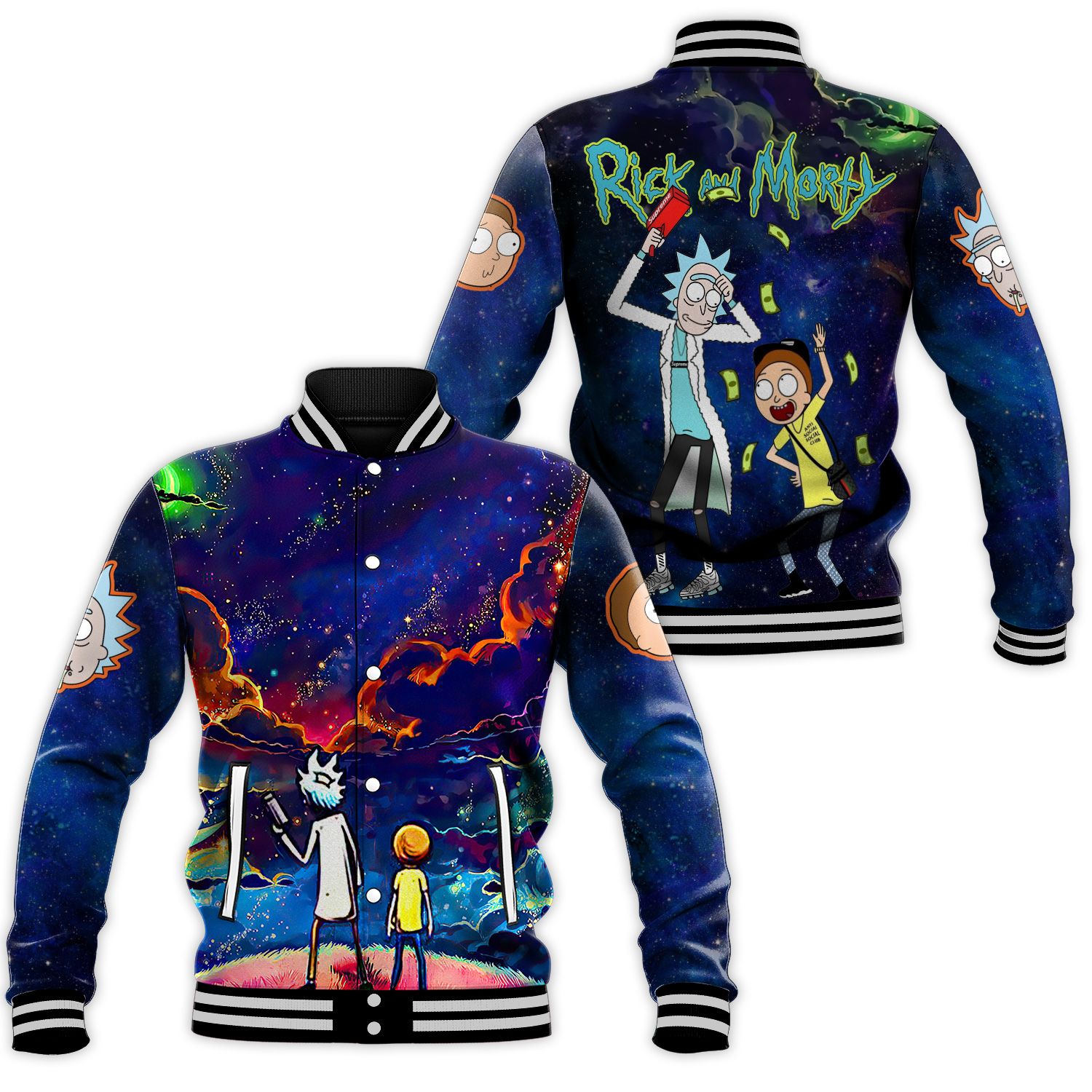 Rick And Rickandmorty Baseball Jacket Frick And Rickandmorty
