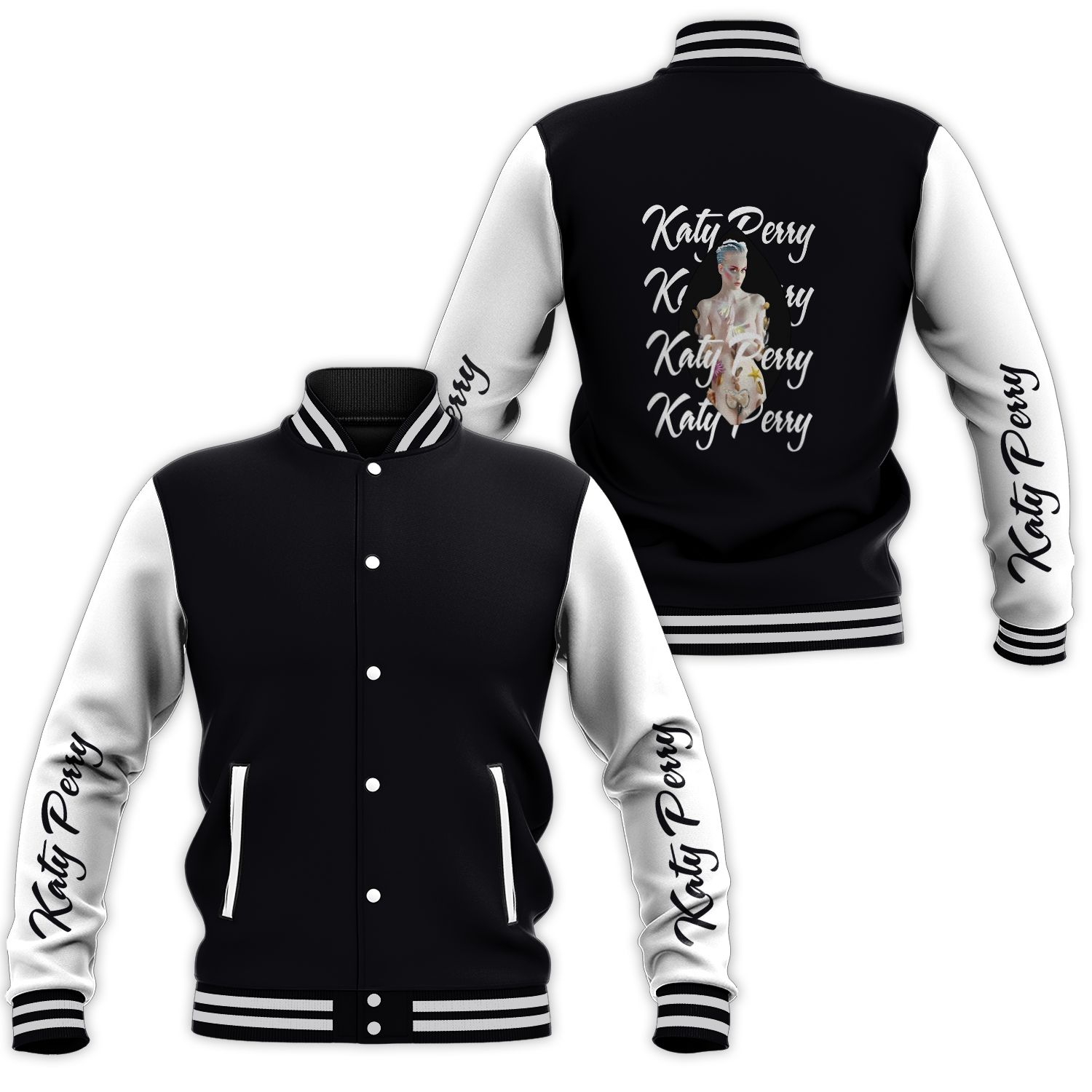 Katy Perry Black Baseball Jacket
