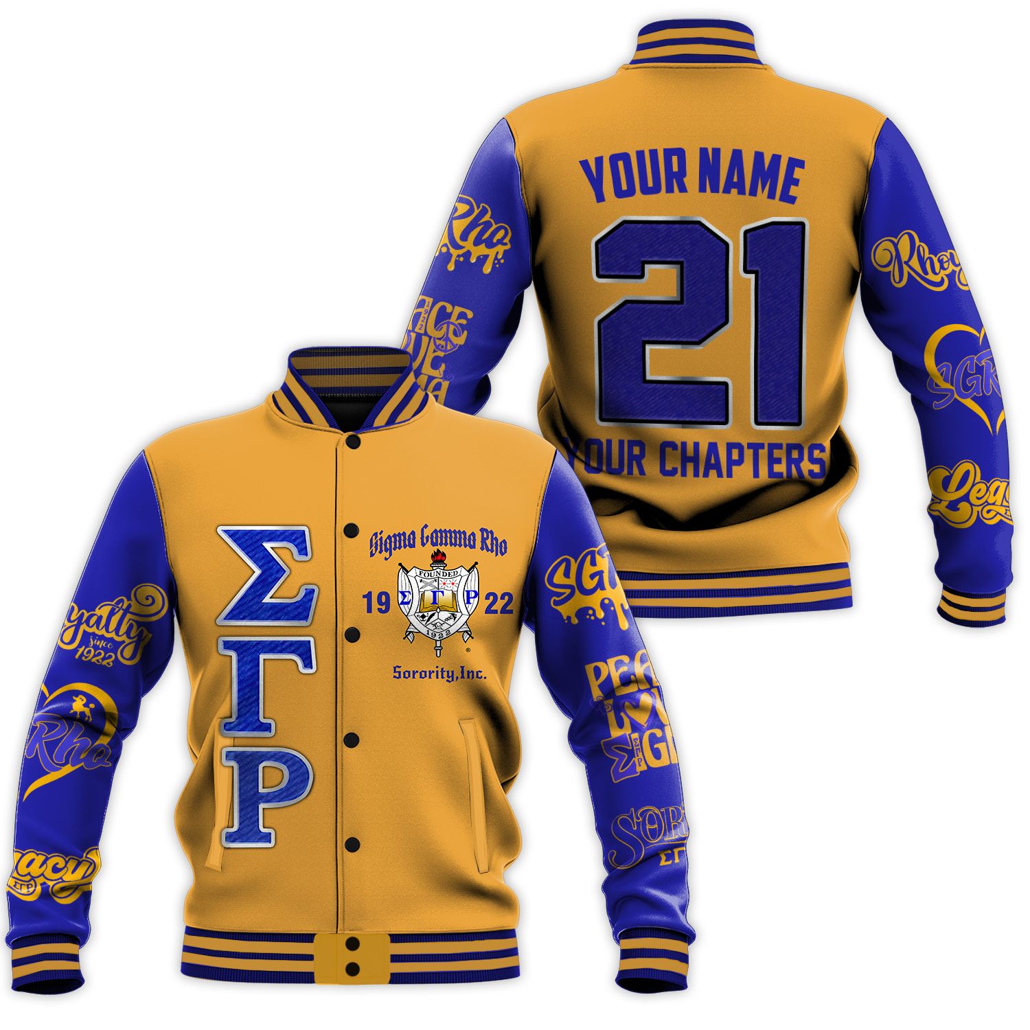 Sigma Gamma Rho Sorority Baseball Jacket Greek Life Shirt