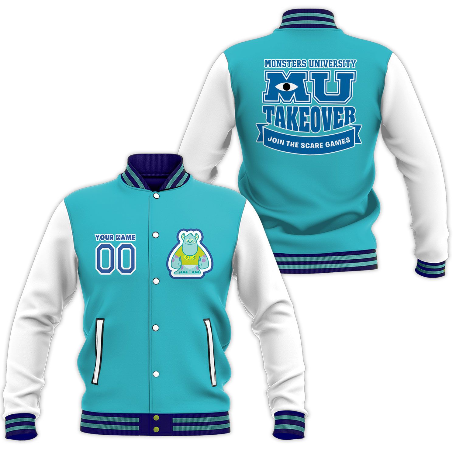 Customized Monster University Sulley Baseball Jacket Gift For Men Women