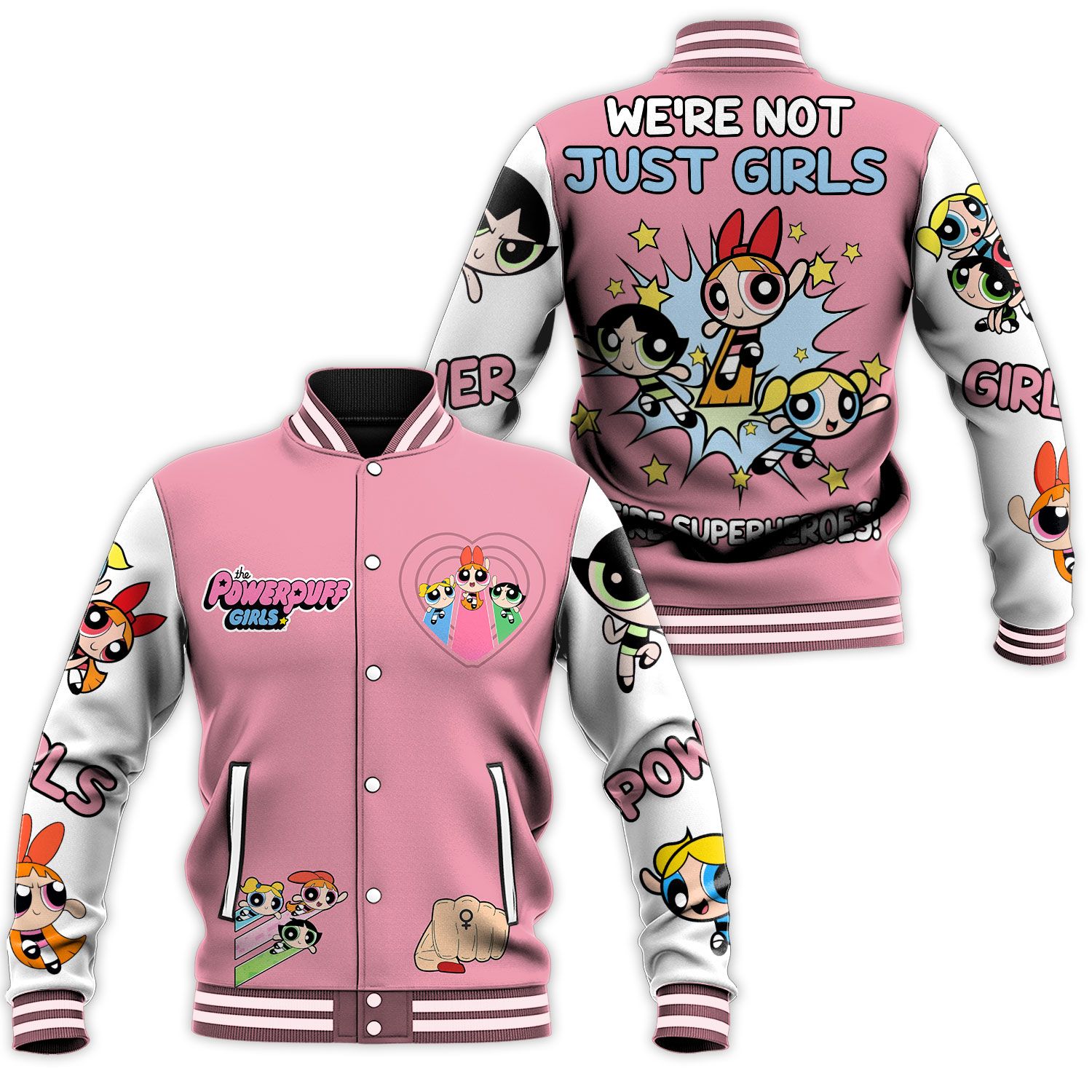 The Powerpuff Girl Superheroes Baseball Jacket Gifts For Friends Casual