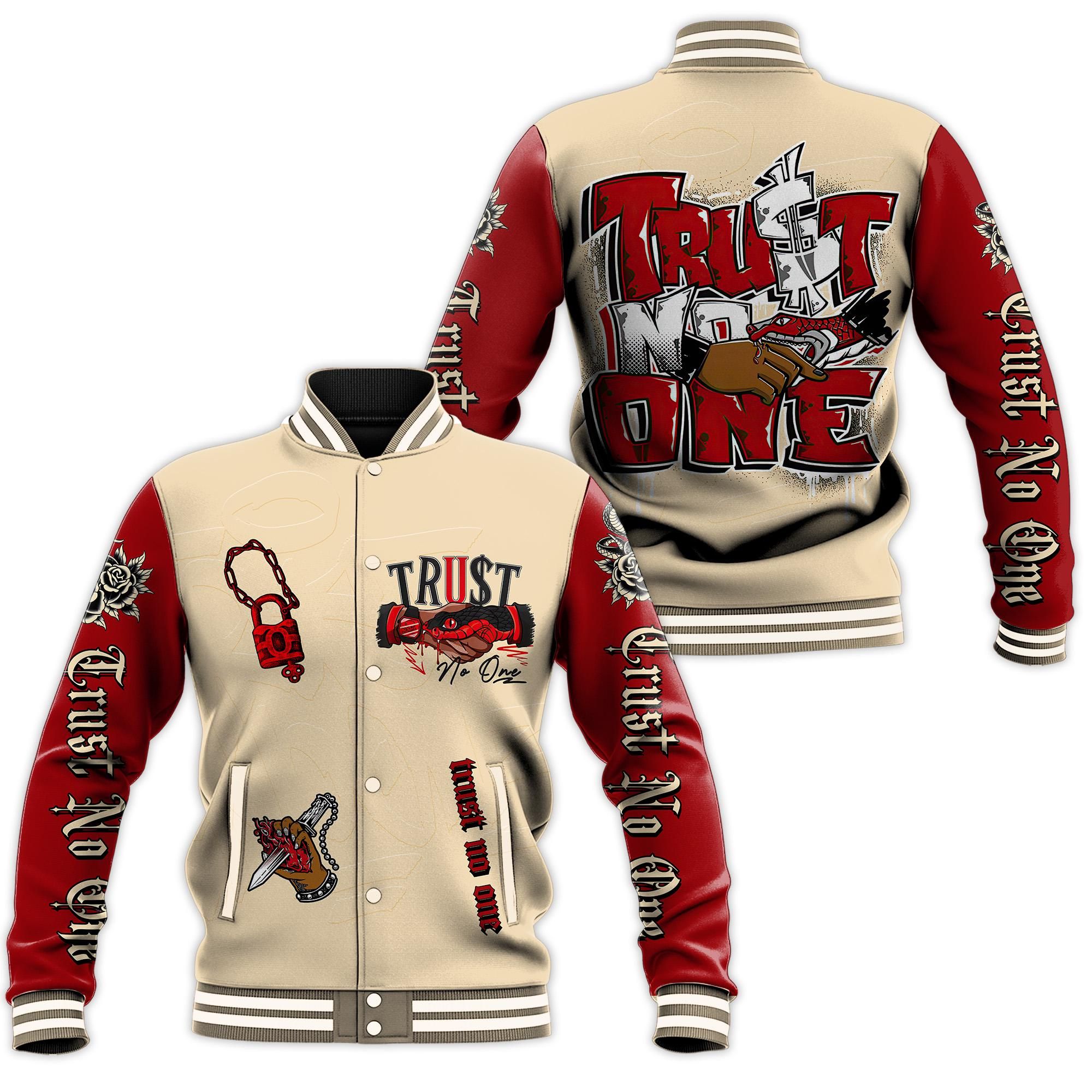 Trust No One All Over Print Hiphop Bomber Baseball Jacket