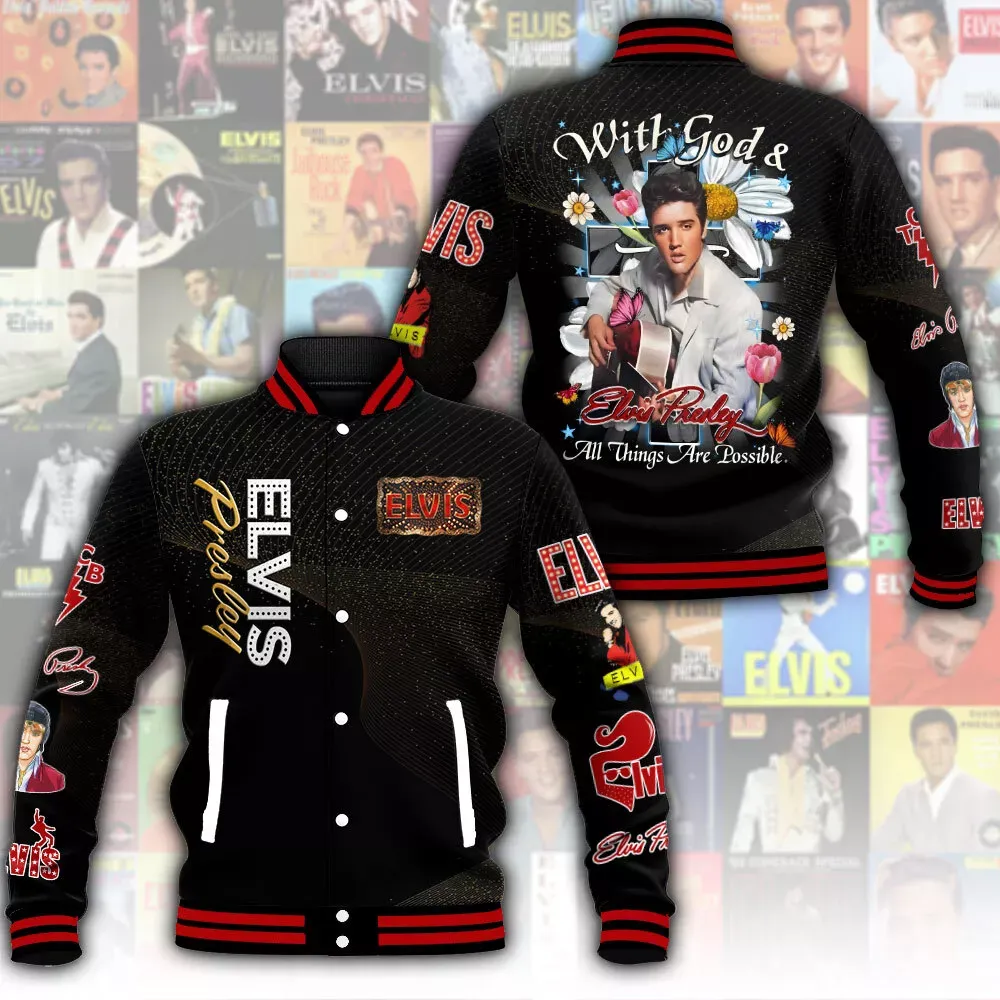 Elvis Presley Varsity Baseball Jacket Retro Athletics