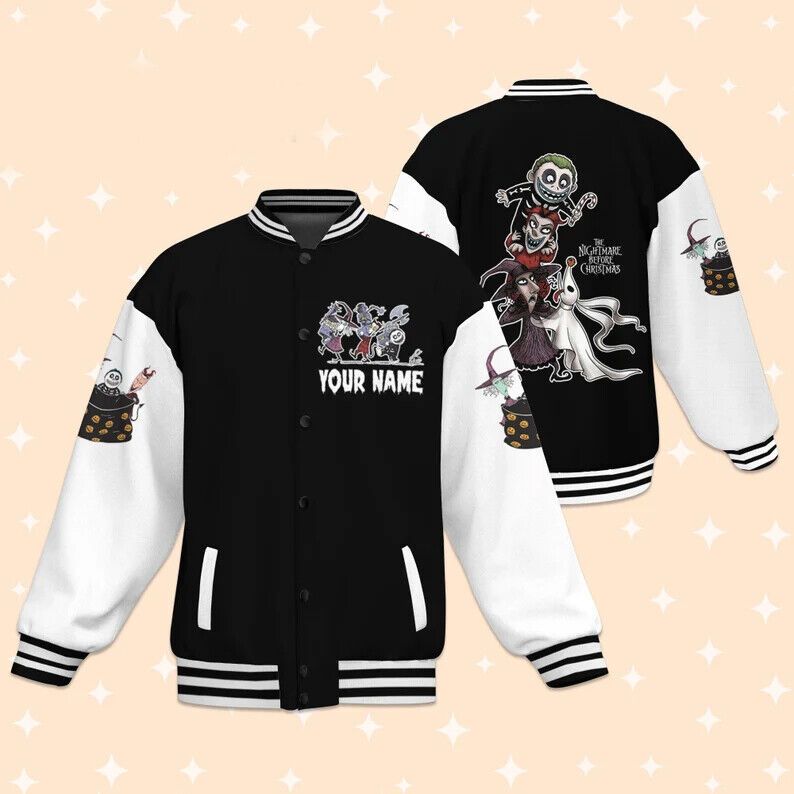 Customized Lock Shock Barrel Zero Nightmare Before Xmas Baseball Jacket