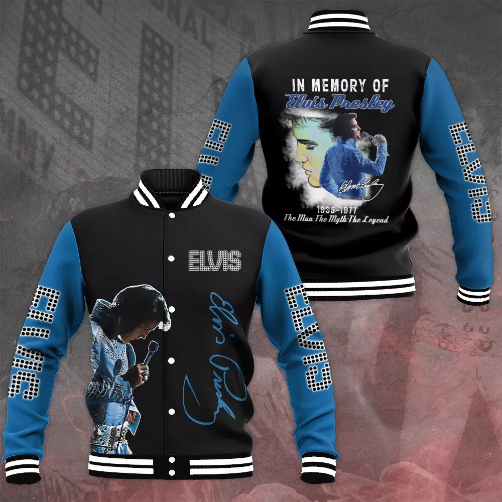 Elvis Presley Varsity Baseball Jacket Tonal Blackout Edition