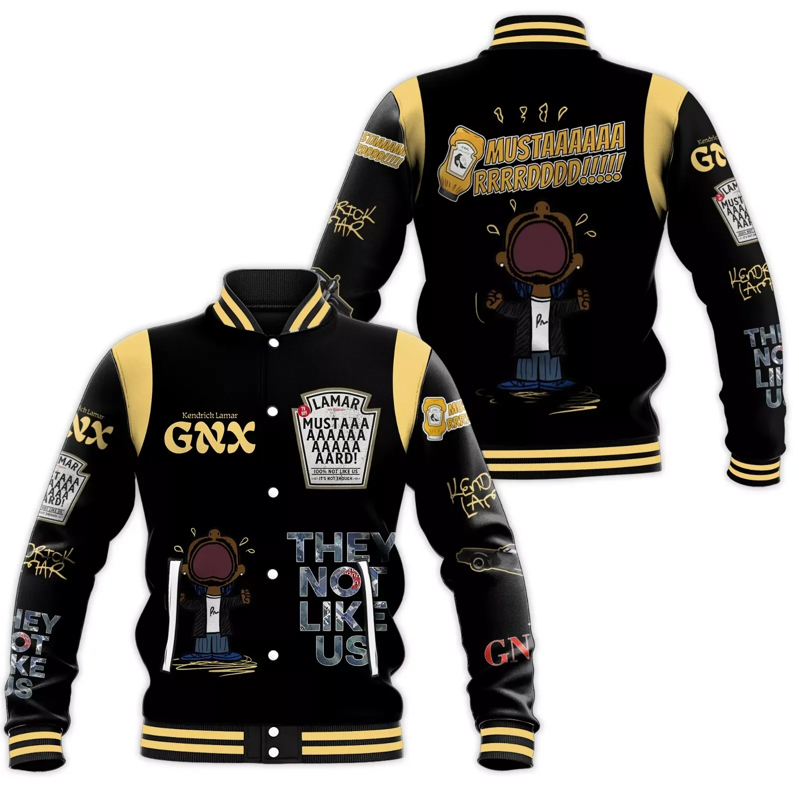 Kendrick Lamar Mustard Zipper Baseball Jacket Mustard Meme Jacket Men Gnx Albu
