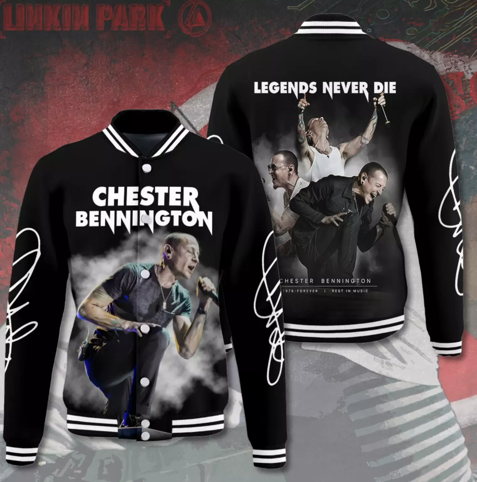 Linkin Park X Chester Bennington 3D Baseball Jacket Gift For Fans
