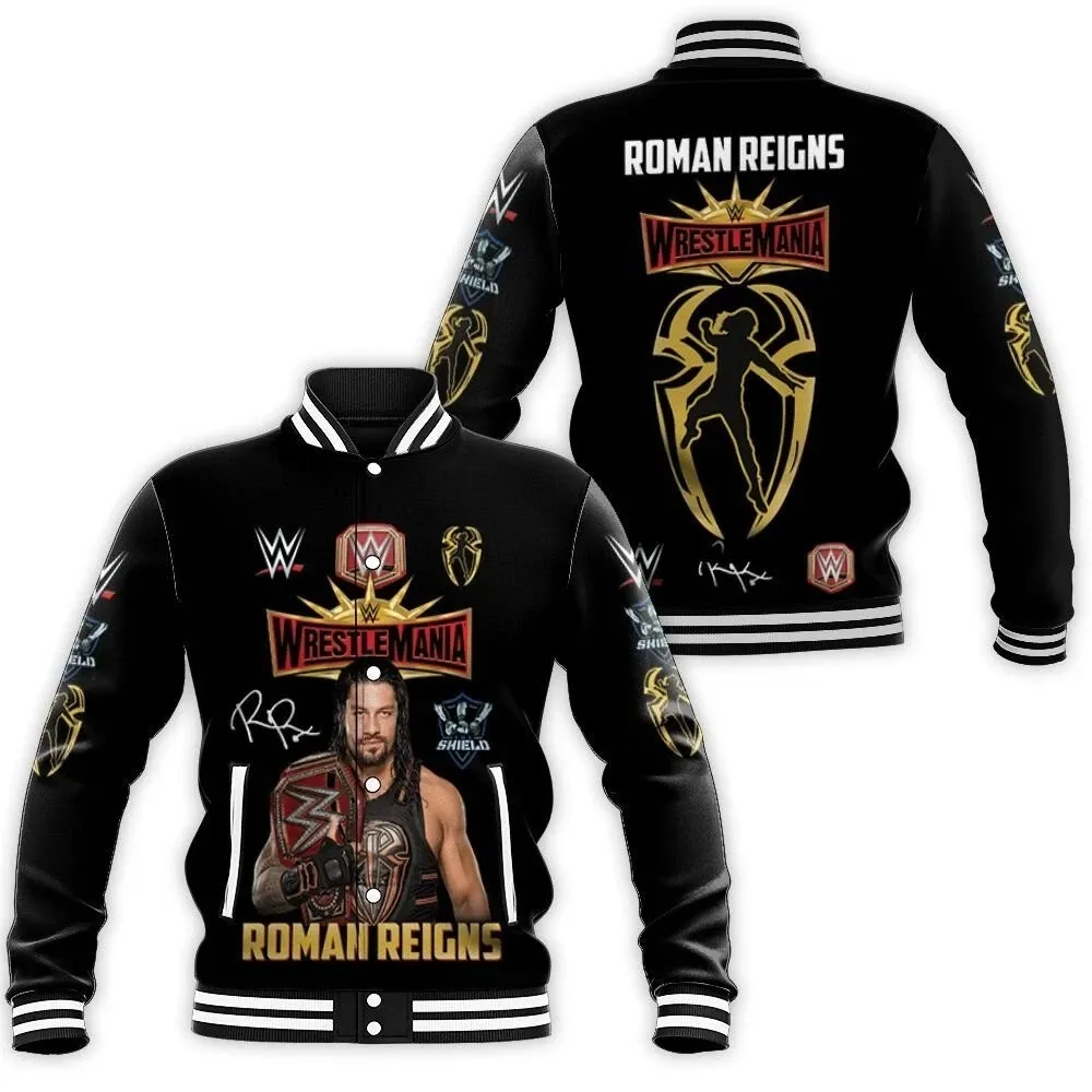 Roman Reigns Wrestlemania Wwed Legend Signed For Fan 3D Baseball Jacket Special Gift For Fans
