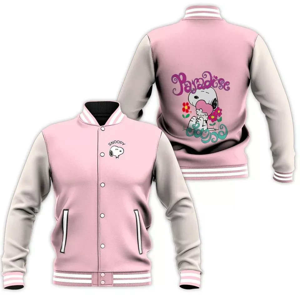 Kawaii Snoopy Jacket Cartoon Printed Girl Baseball Jacket