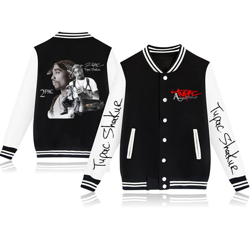 Tupac 2Pac Baseball Jacket Collar Varsity Cut For Men Women