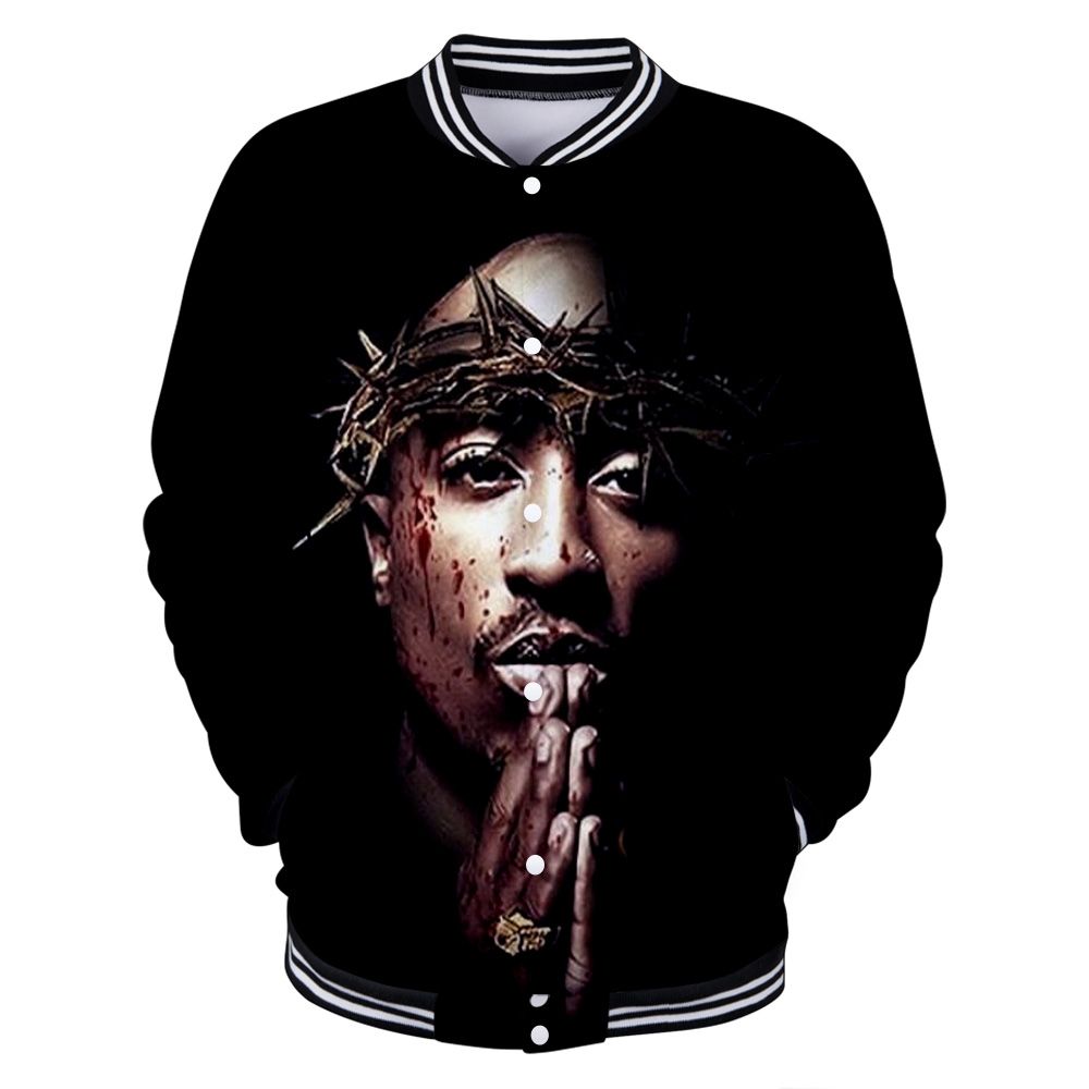 2Pac Baseball Jacket Collar Varsity Cut For Men Women
