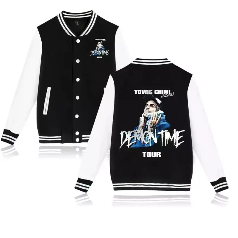 Yovngchimi Demon Time Tour Baseball Jacket Coat Hoodie Men Baseball Jacket