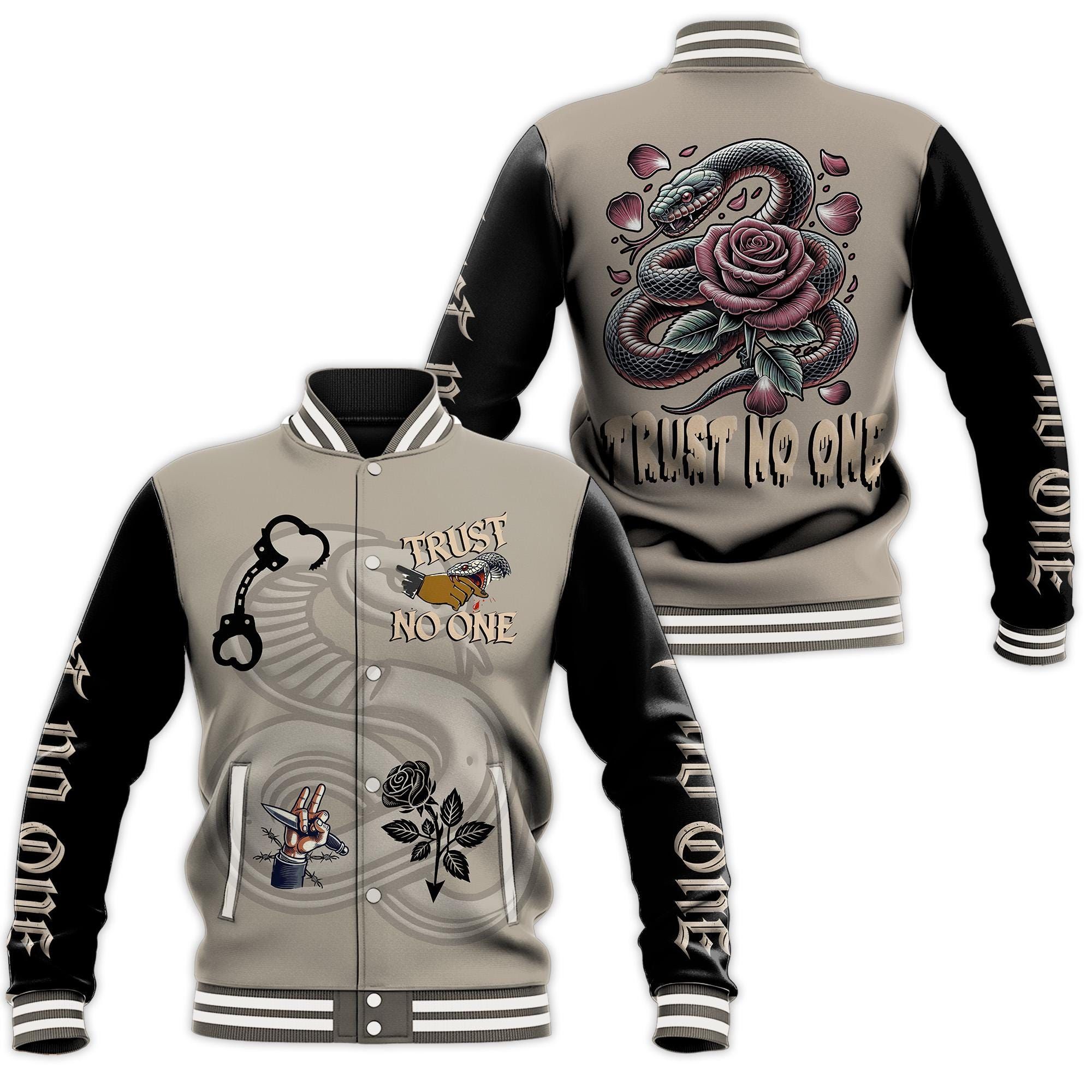 Trust No One Snake Graffity Baseball Jacket
