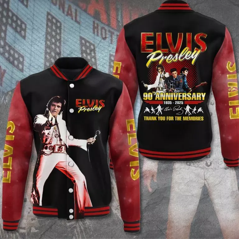 Elvis Presley Varsity Baseball Jacket Travel-Friendly Packable Layer