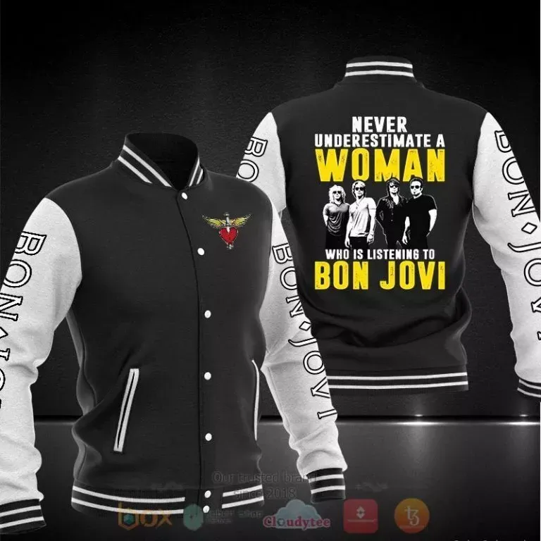 Bon Jovi Black White Baseball Jacket Special Gift For Men Women