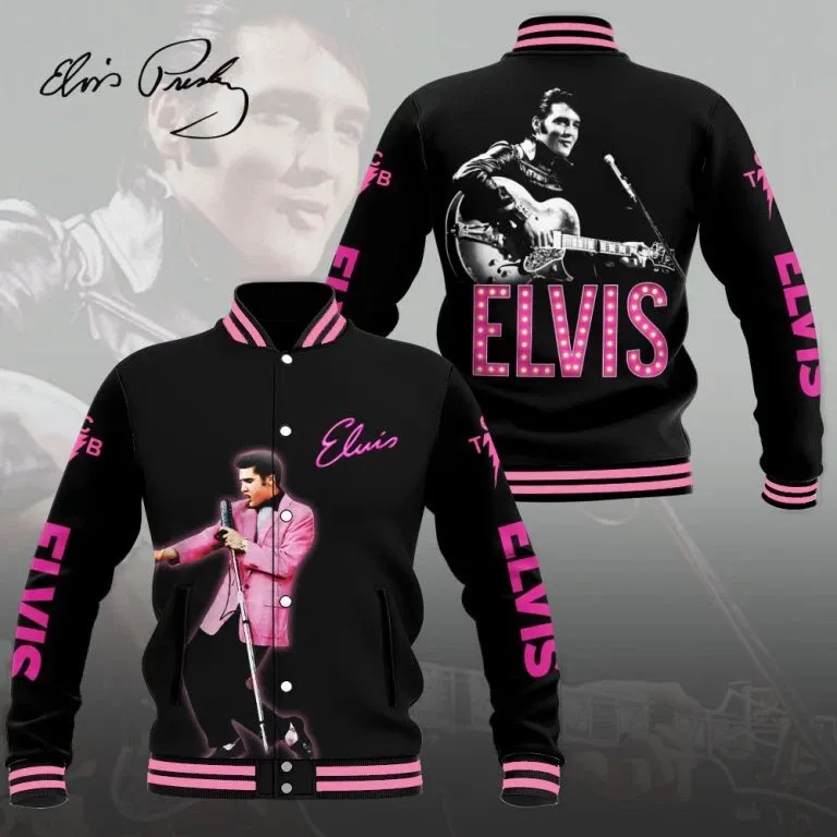 Elvis Presley Varsity Baseball Jacket Slim Athletic Fit
