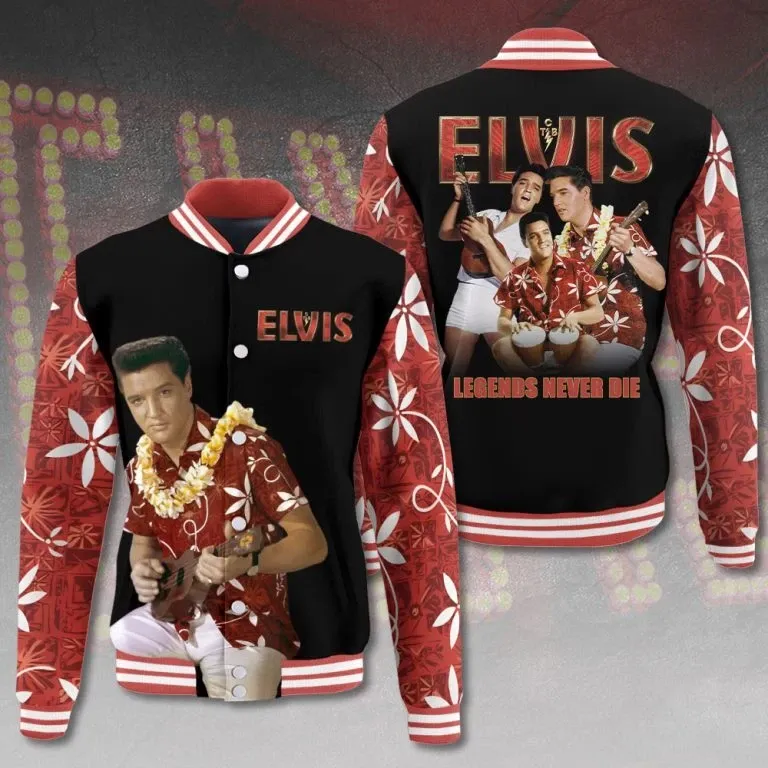 Elvis Presley Varsity Baseball Jacket Stand-Up Baseball Collar