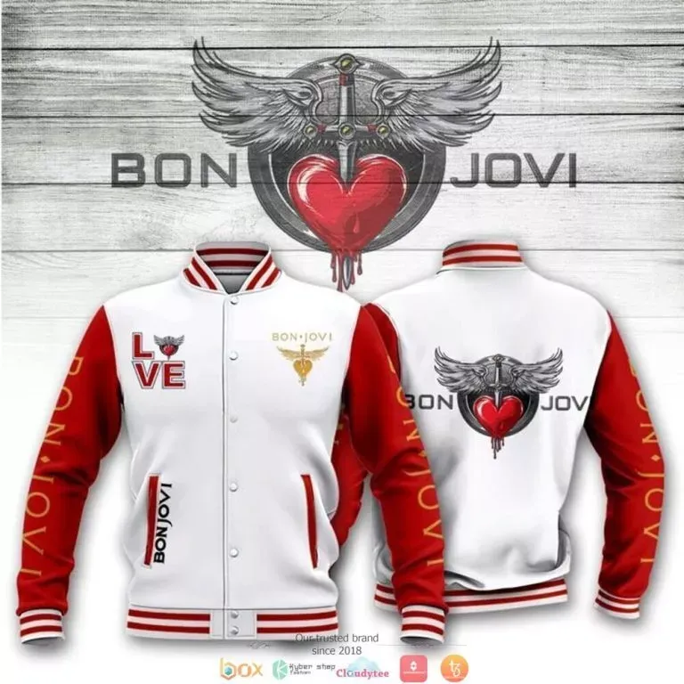 Bon Jovi White Red Baseball Jacket Special Gift For Men Women