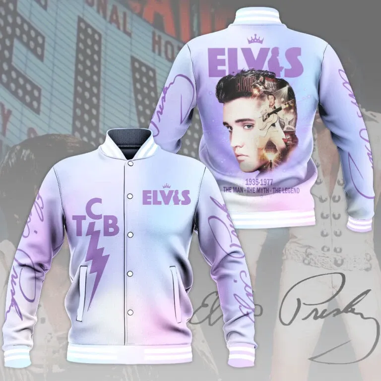 Elvis Presley Varsity Baseball Jacket Premium Wool Blend Body