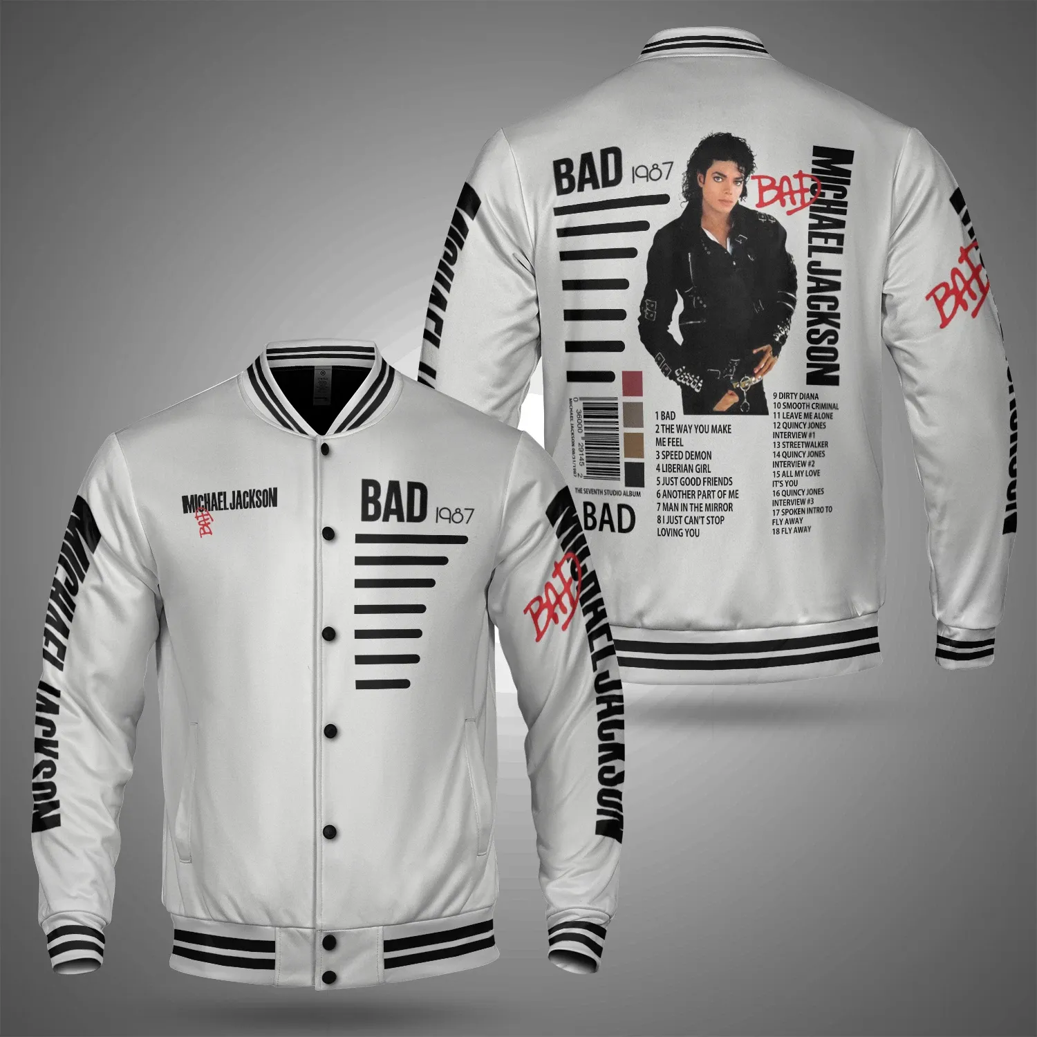 Michael Jackson Bad Moonwalker King Of Pop Printed Baseball Jacket