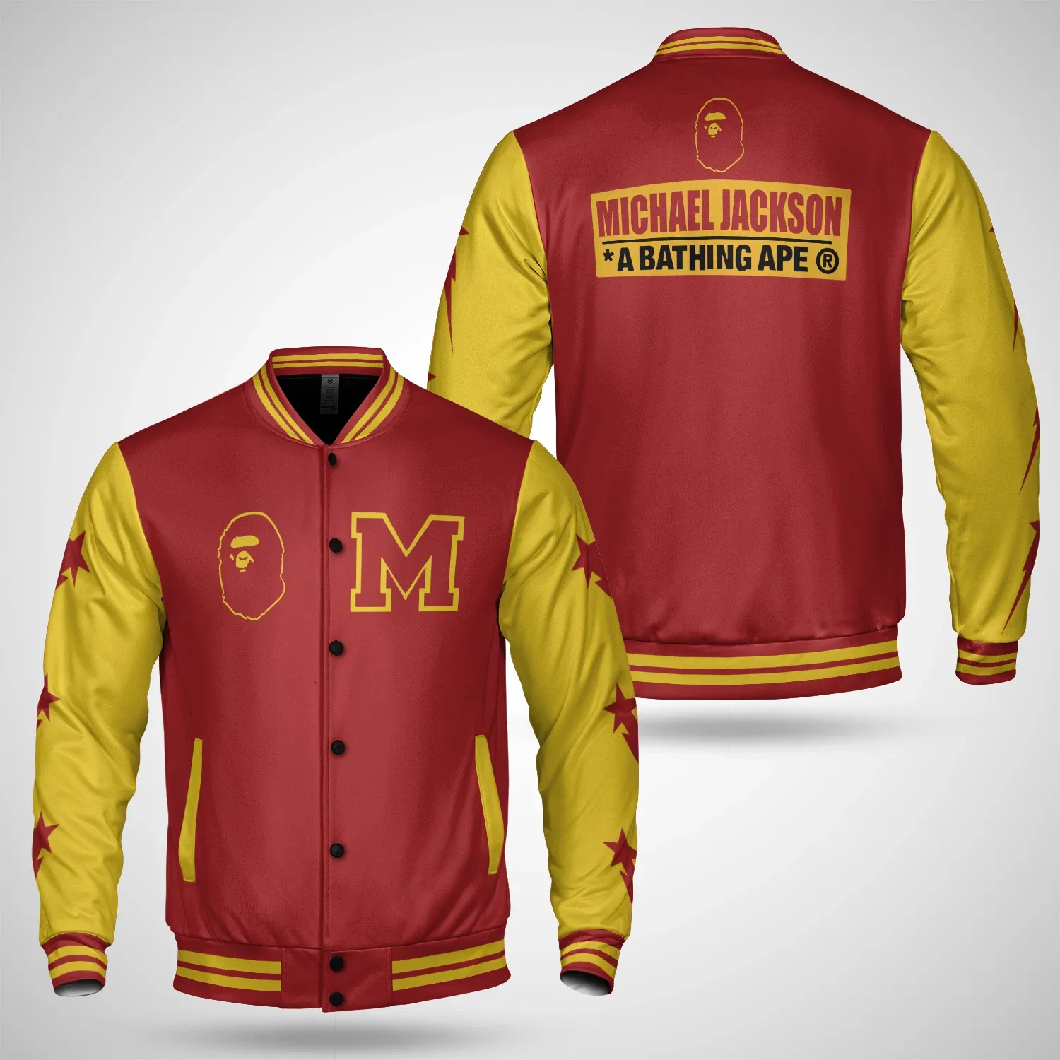 Michael Jackson Bape X Mj Thriller Printed Baseball Jacket