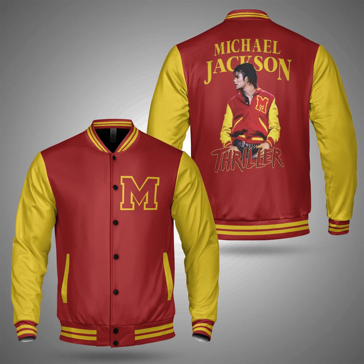 Michael Jackson Thriller King Of Pop Printed Baseball Jacket