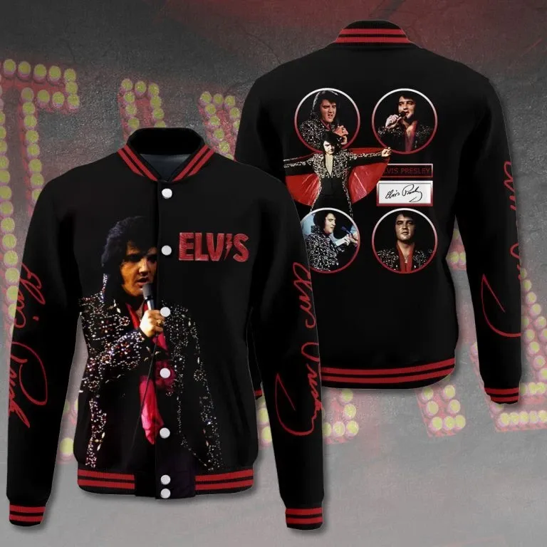 Elvis Presley Varsity Baseball Jacket Snap Button Front
