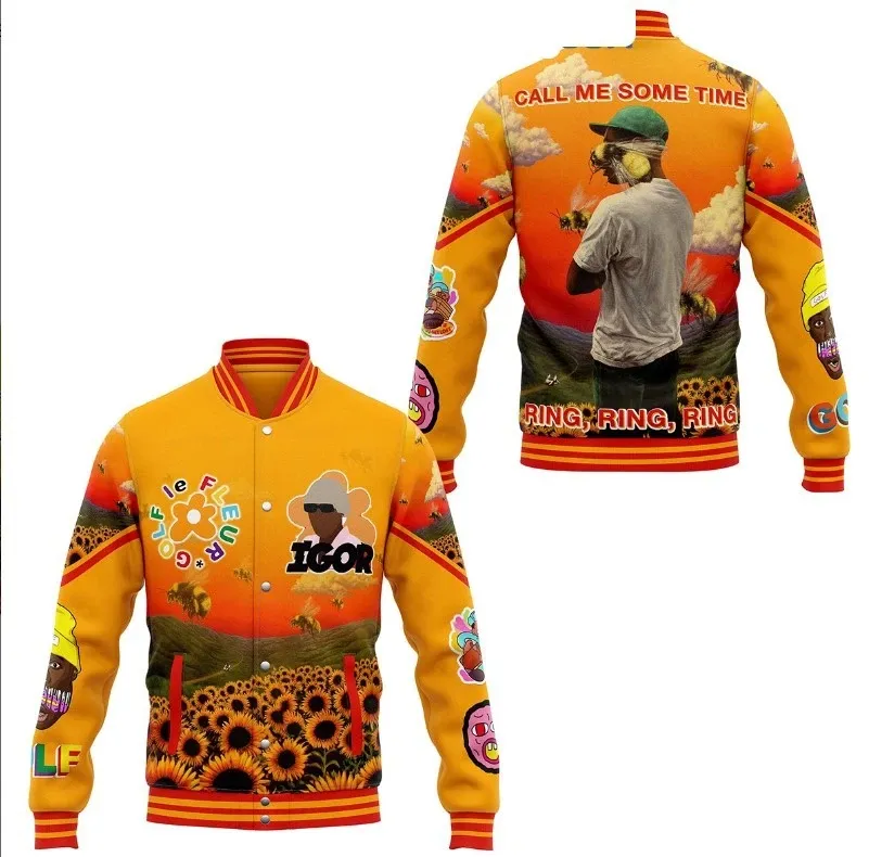Tyler The Creator Flower Boy Call Me Some Time Baseball Jacket..