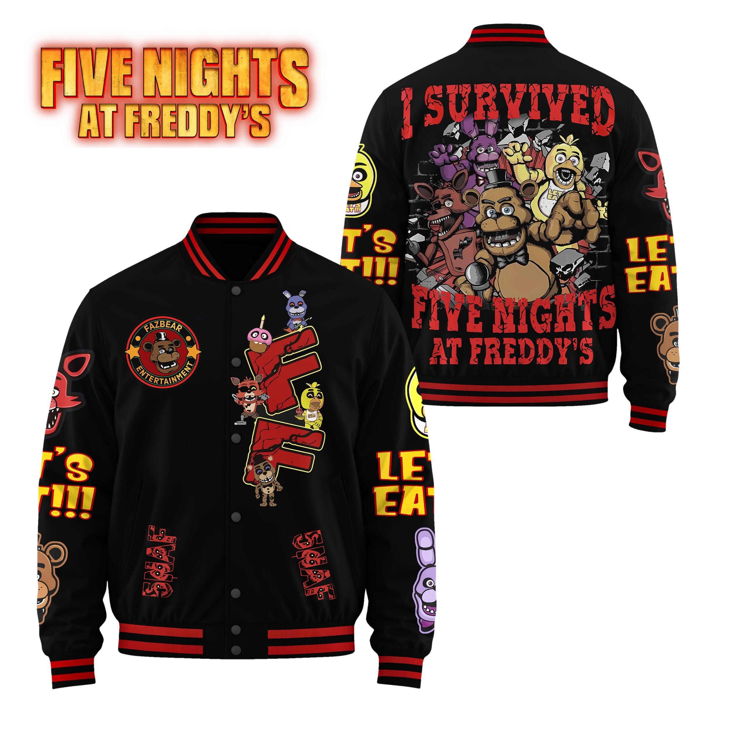 Fnaf Baseball Jacket Halloween Baseball Jacket Creepy Holiday Outfit