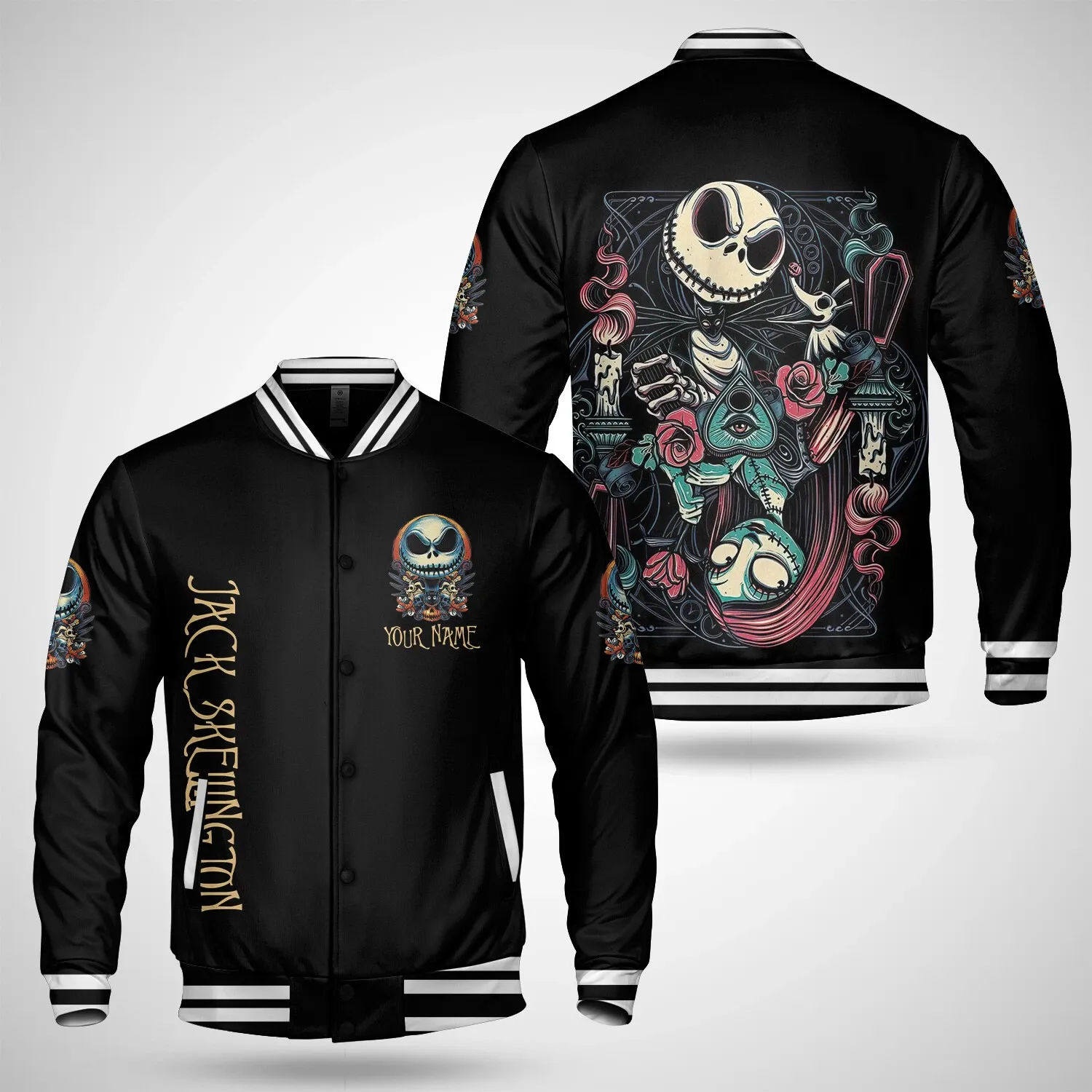 Customized Horror Jackk Skellingtonn Nightmare Before Christmas Baseball Jacket