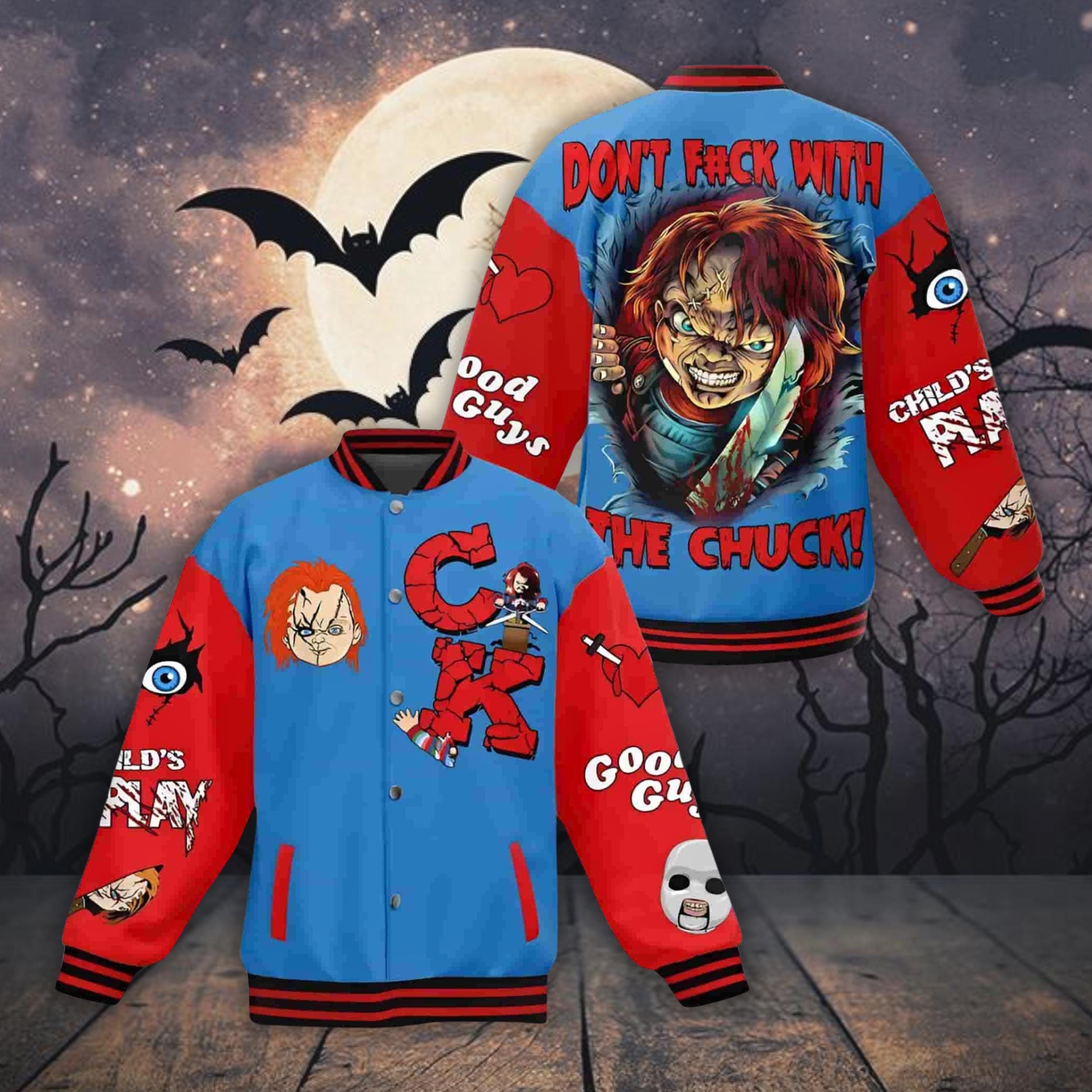 Halloween Ck Doll Baseball Jacket Horror Character Shirt Horror Doll Tee Spooky Season Outfit Halloween Gift For Men Women