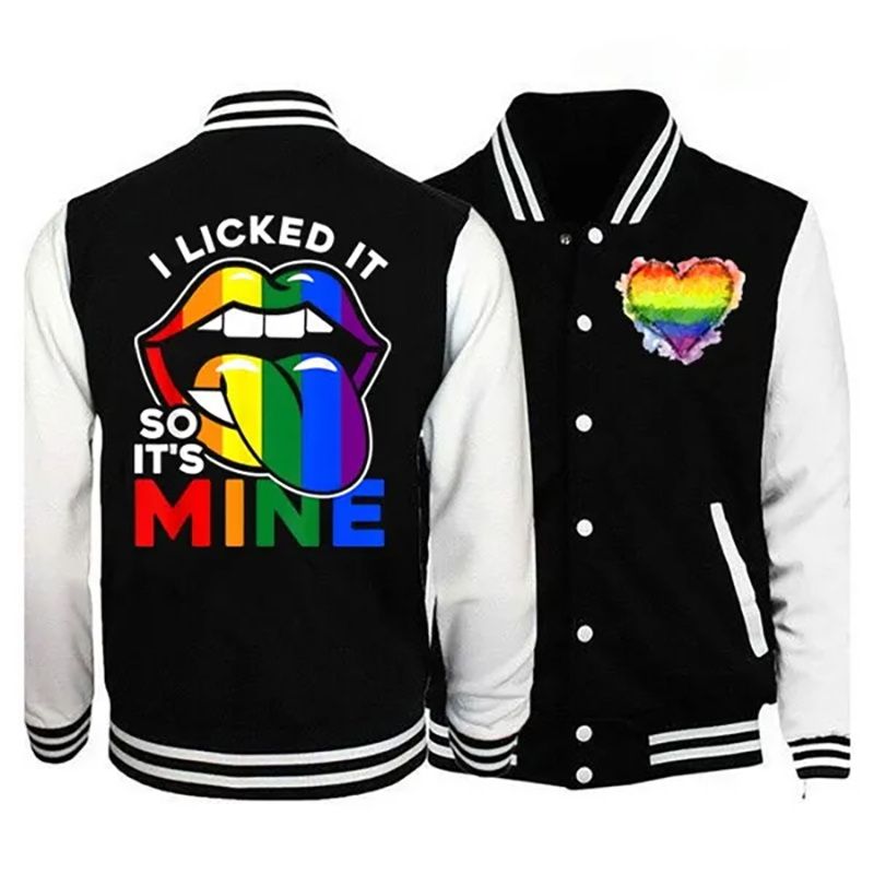 Cool I Licked It So It's Mine Baseball Jacket Lgbt Pride Baseball