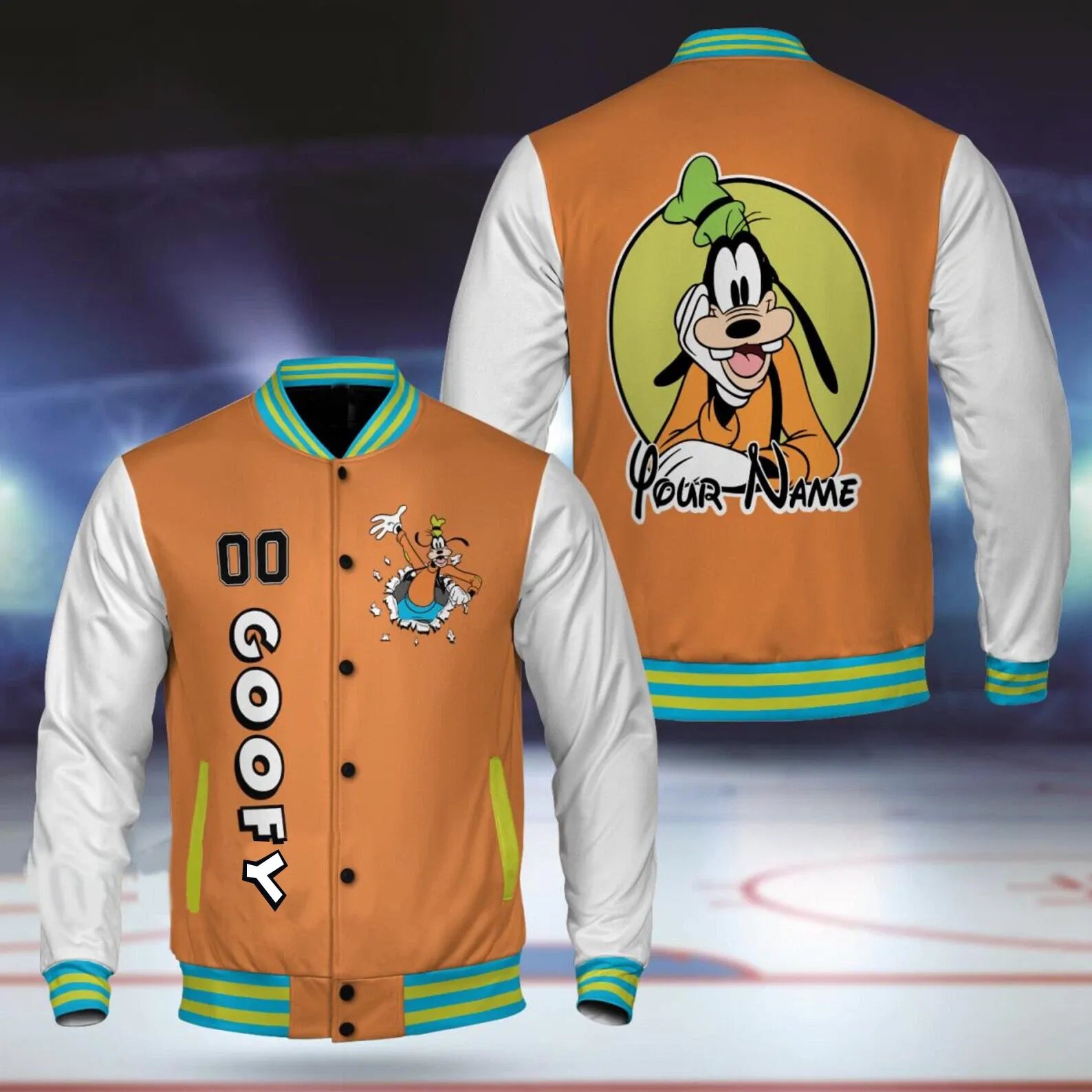 Customized Goofy Dog Cracking Mickey & Friends Character Baseball Jacket