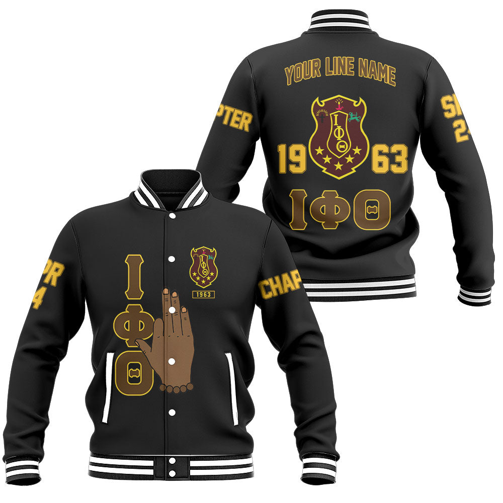 Customized Iota Phi Theta Baseball Jackets Black Handsign And Founded Year Style