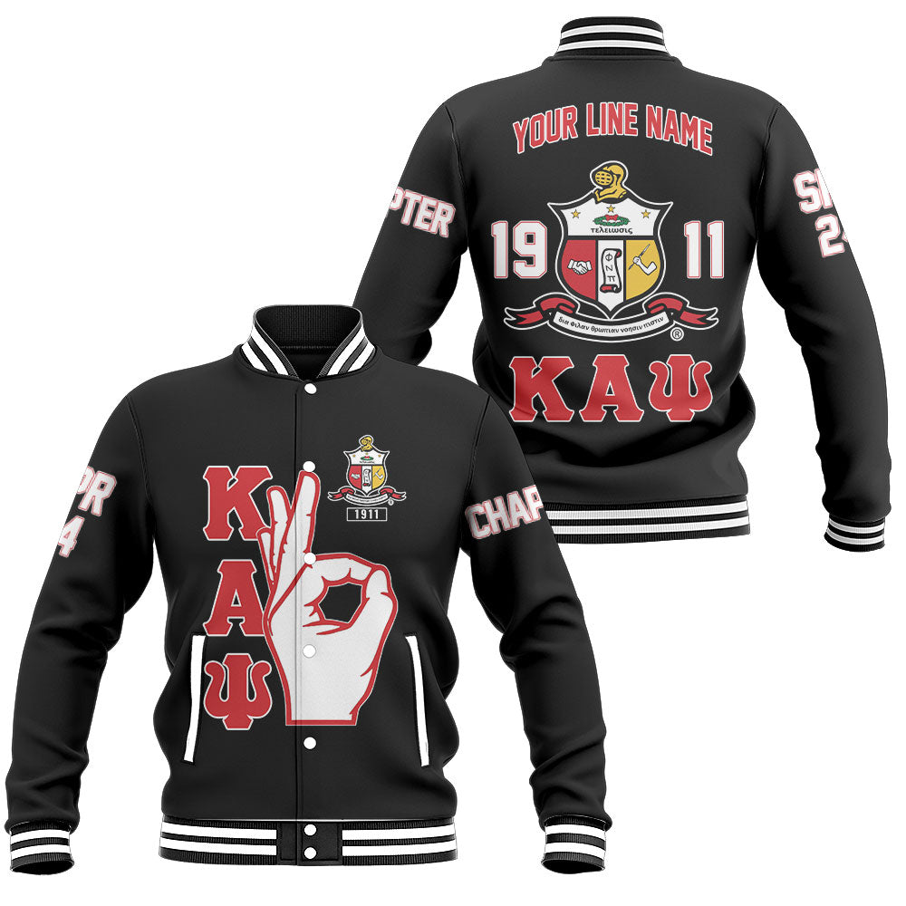 Customized Kappa Alpha Psi Baseball Jackets Black Handsign And Founded Year Style