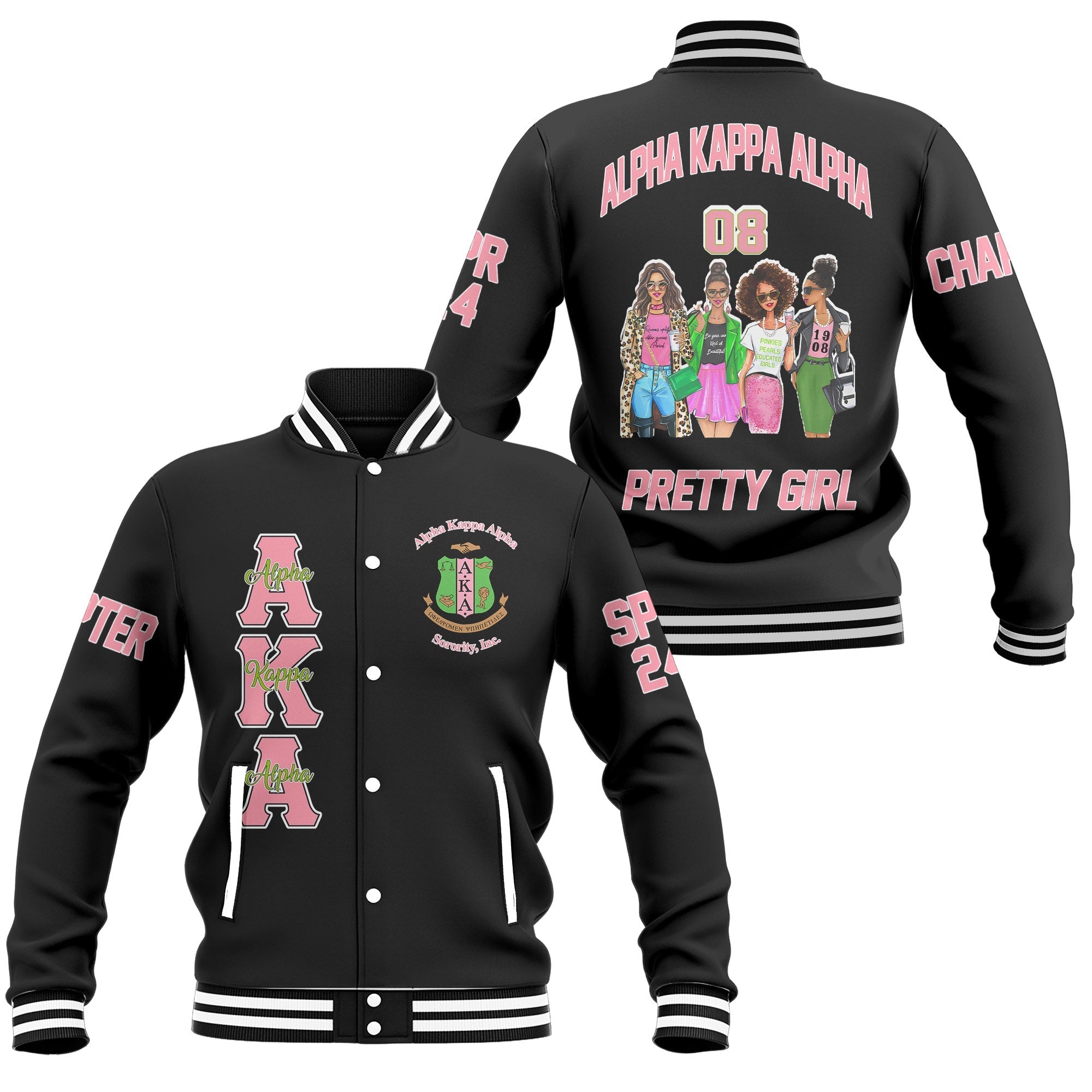 Customized Alpha Kappa Alpha Baseball Jacket Purple For Men Women