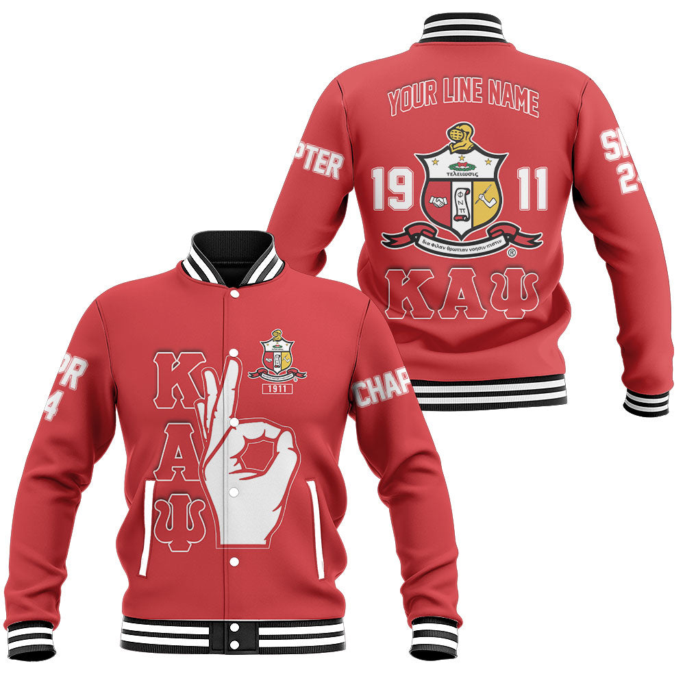 Customized Kappa Alpha Psi Baseball Jackets Red Handsign And Founded Year Style